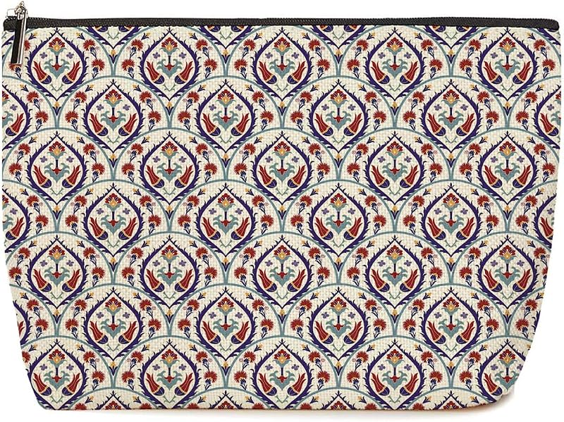 Necessaire de maquiagem Lovdazzles com estampa de tulipas, fechamento com zíper, multicolorida 1876