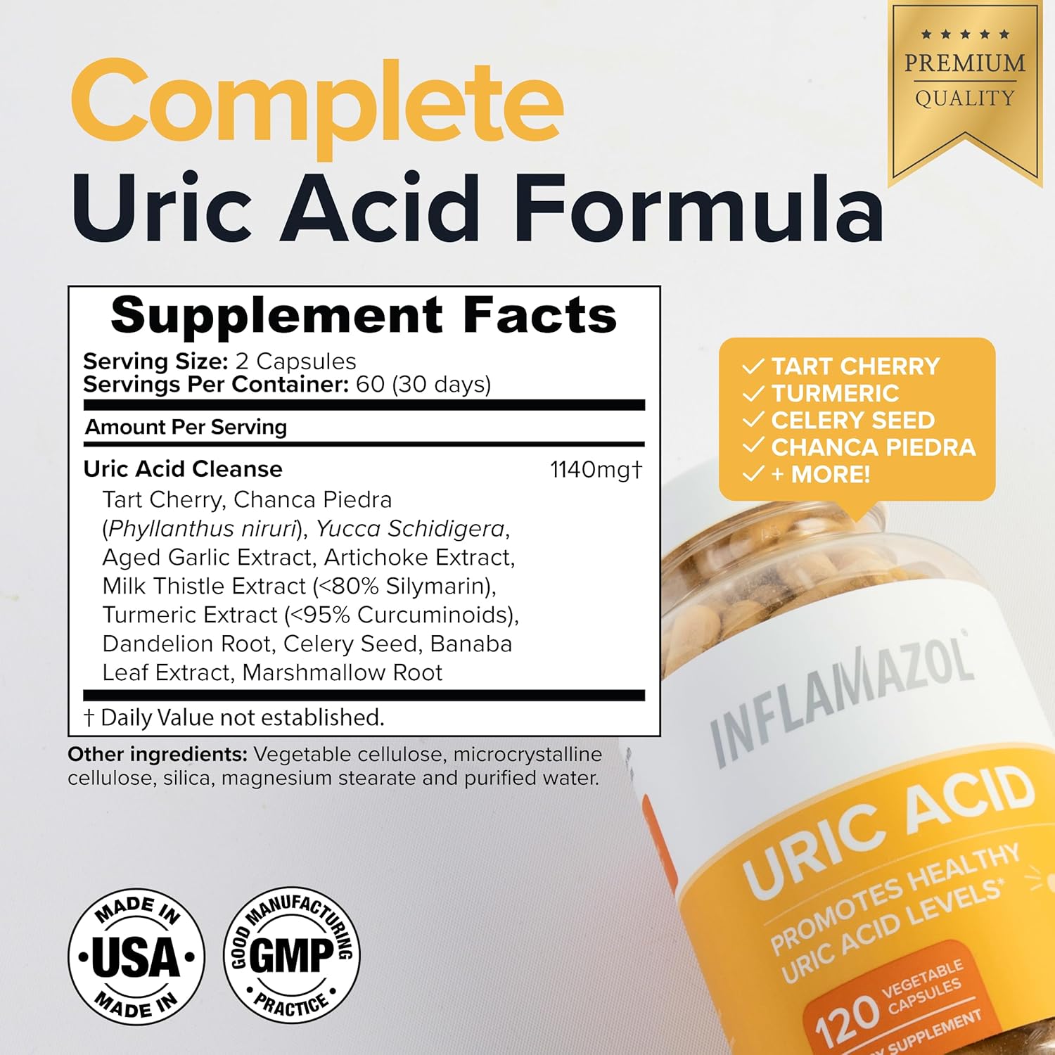 Uric Acid Cleanse – Premium Uric Acid Flush with Tart Cherry, Turmeric & Celery Seed for Joint & Uric Acid Support – Joint Supplements for Men & Women – 120 Capsules - Image 5