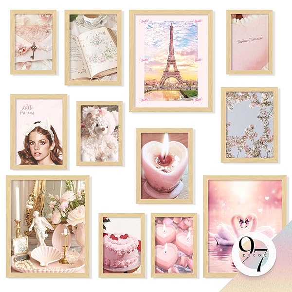 97 Decor Pink Coquette Room Decor Aesthetic - Vintage Coquette Wall Decor, Cute Coquette Posters For Girls Dorm Decorations, Girly Wall Art Prints Pink Pictures For Bedroom (8x10 Unframed)