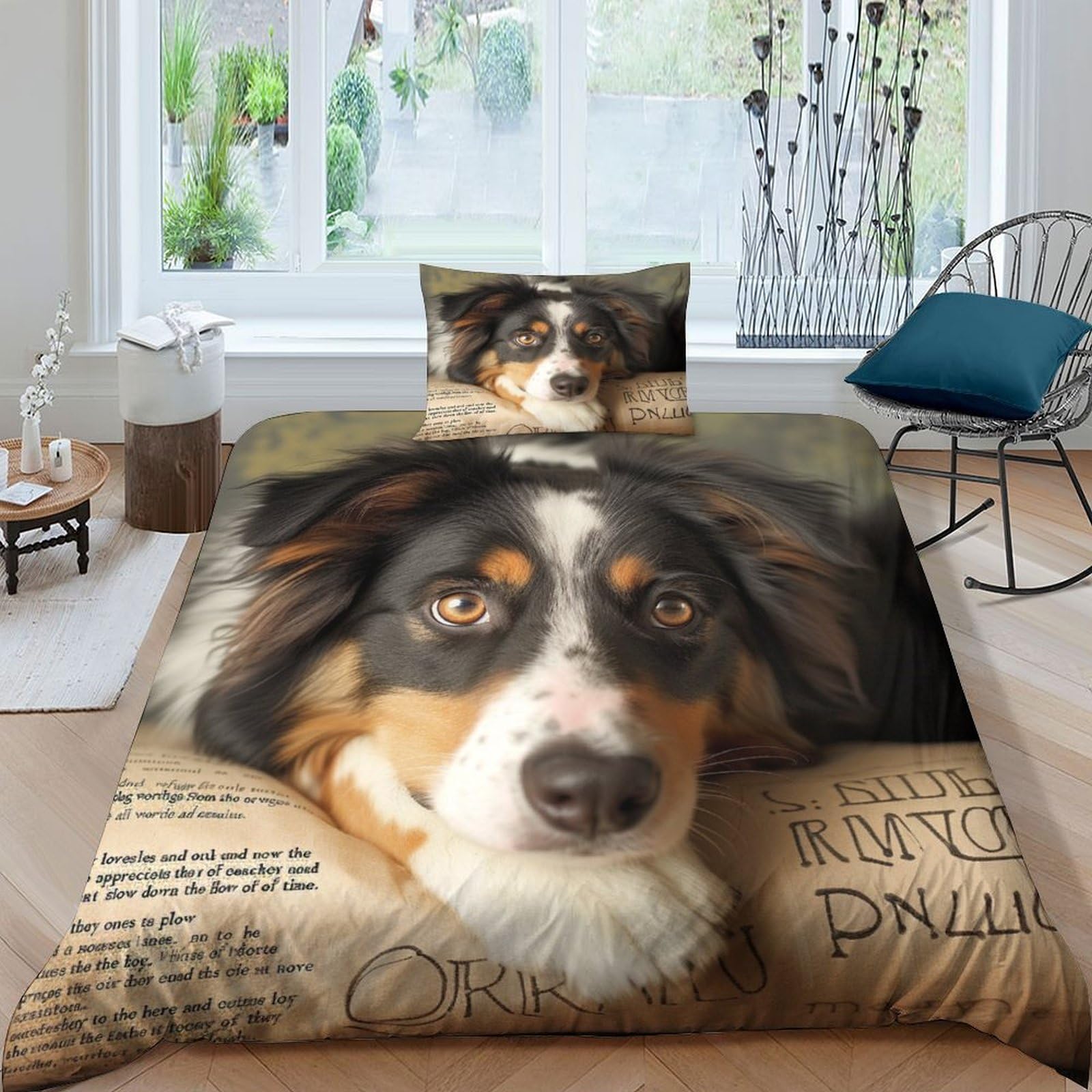 Housse de couette chien de berger 135x200 pour une chambre d'enfant cocooning