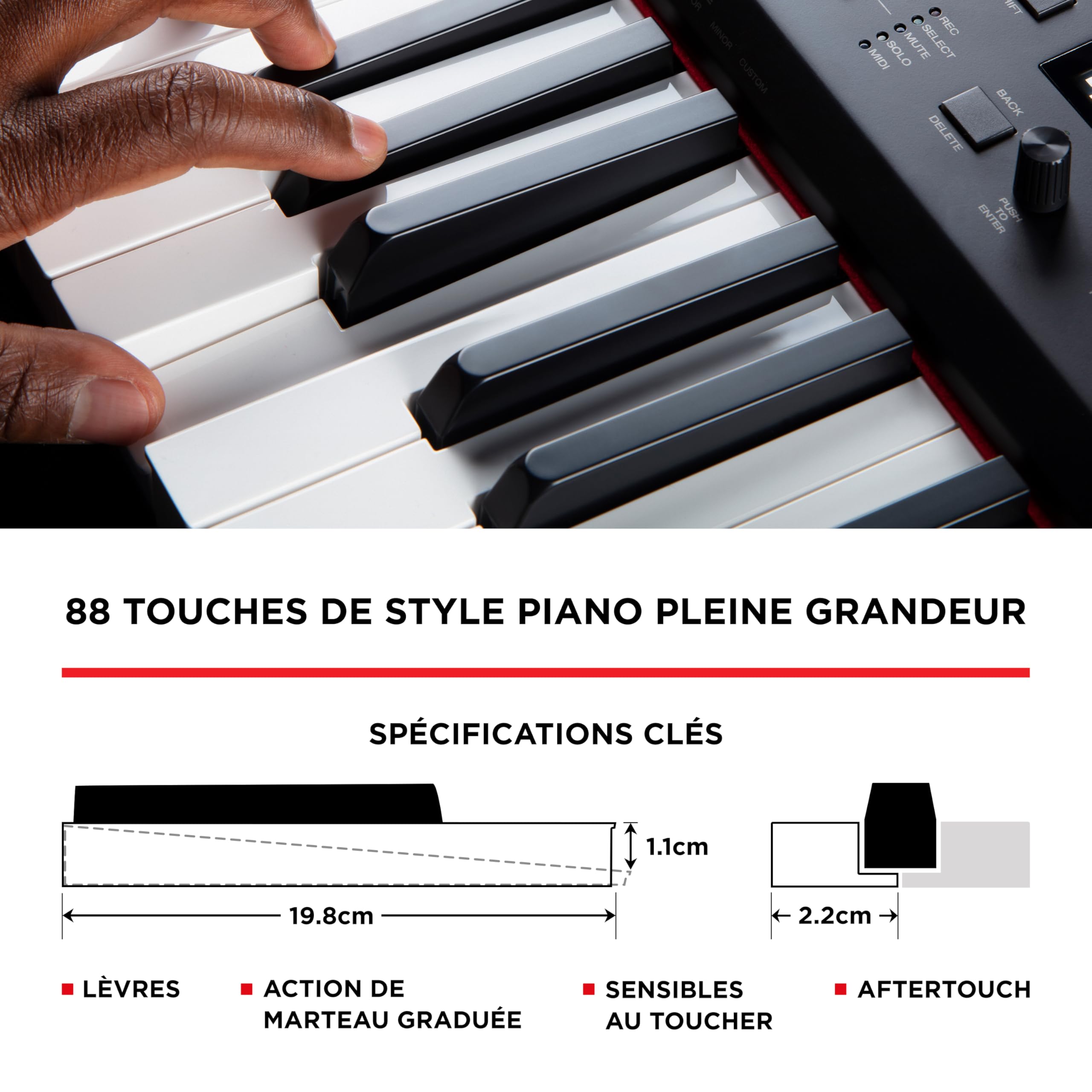 M-AUDIO Hammer 88 Pro - Clavier maître piano 88 touches MIDI USB avec touches lestées à marteaux, pads de rythme et pack de sons Native Instruments (intégration NKS)