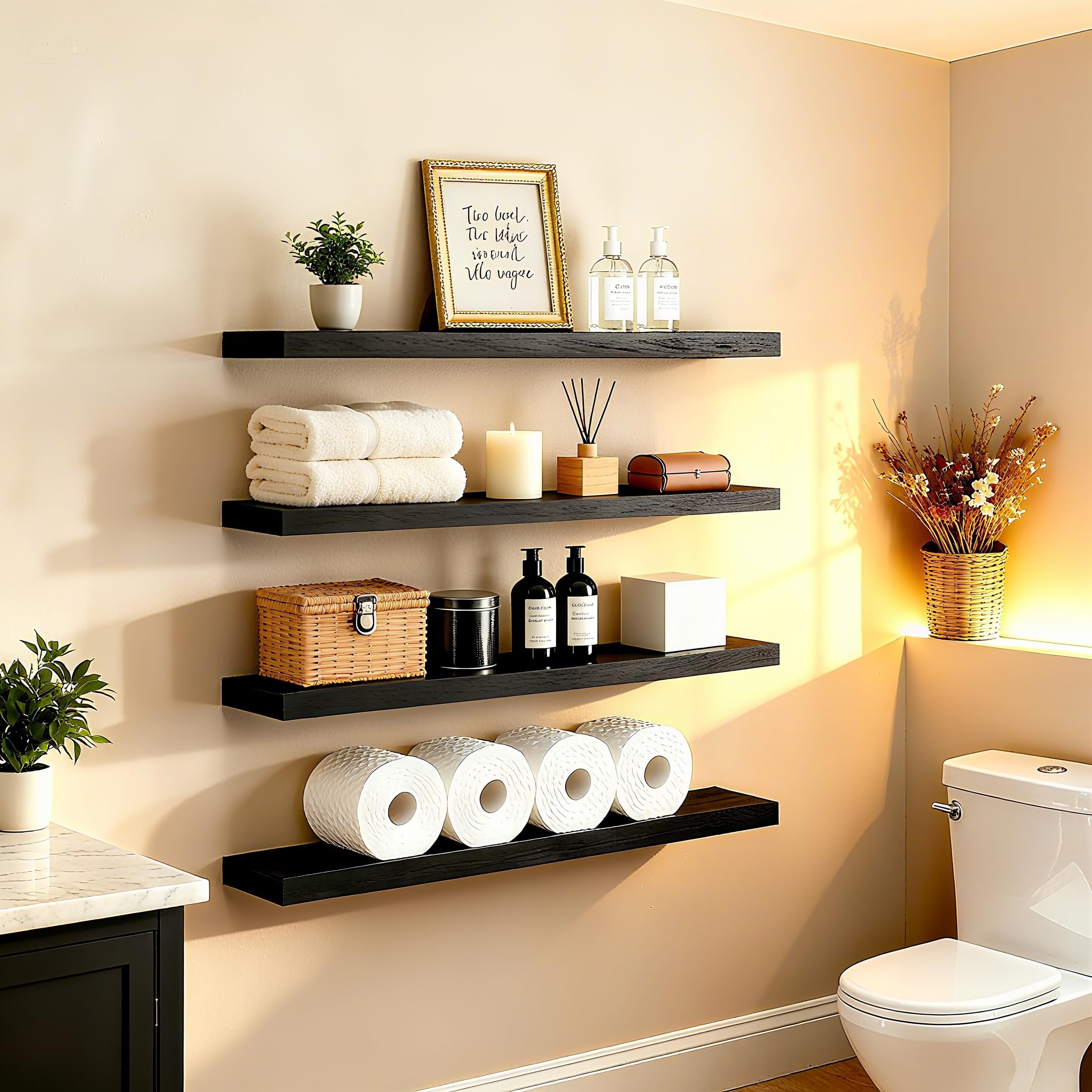 ROGMARS Walnut Floating Shelves - 36 Inch -12