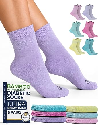 Pembrook Bamboo Viscose Diabetic Socks for Women and Men - 6 Pairs