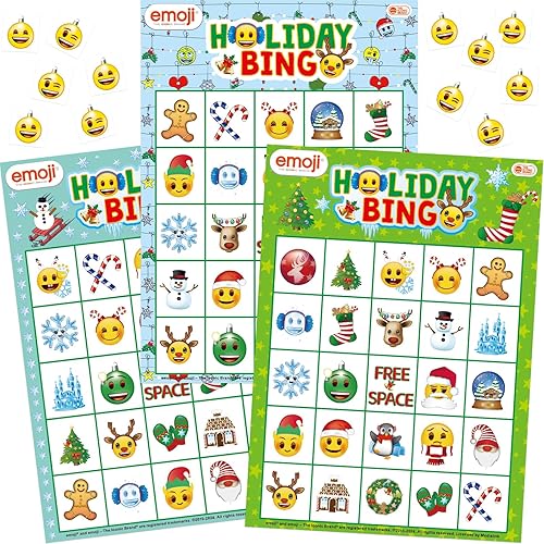 Miniatura 2 de FANCY LAND Juego de bingo de Navidad para niños 24 jugadores Emoji Holiday Party Supplies