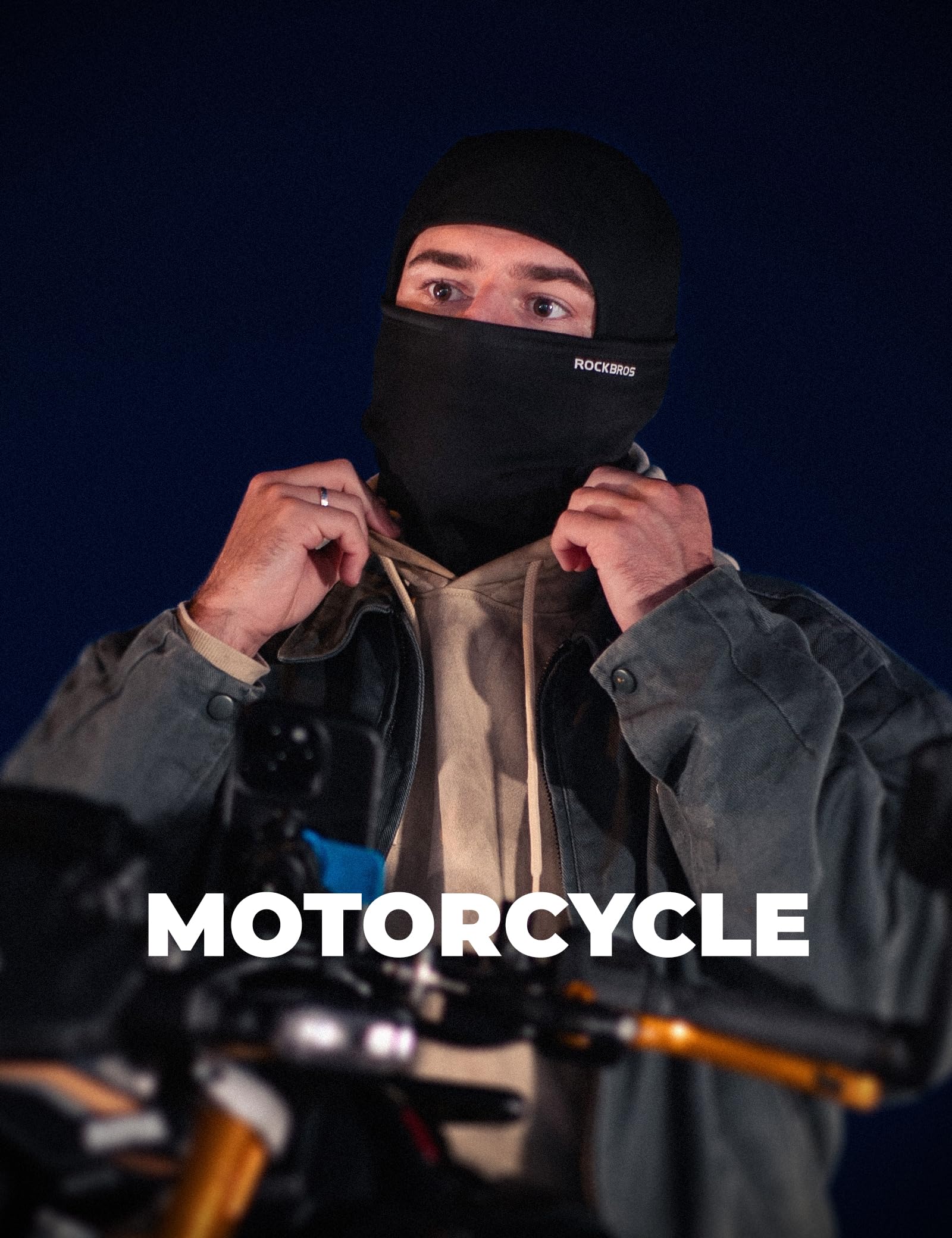 ROCKBROS Passamontagna Moto Invernale Termico con Pile Balaclava Sottocasco Caldo Multifunzionale per Ciclismo Sci Antivento Traspirante Unisex Taglia Unica Logo Riflettente 4Colori