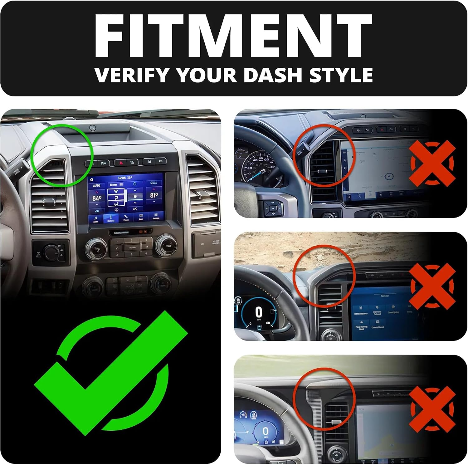 Tackform TRAXX Assault Track Dash Mount - Phone Holder - Compatible with '15-'20 Ford F150, '17-'21 Super Duty, & '18-'21 Expedition | Picatinny Rail, No Drilling Required | Carbon Fiber Arm | Black