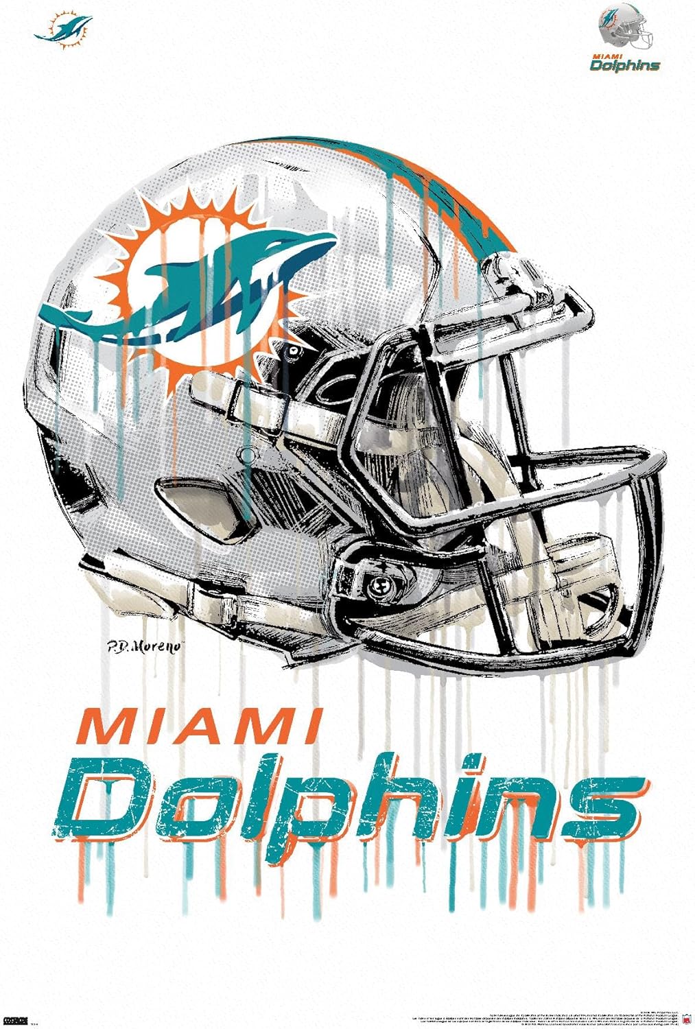 Trends International NFL Miami Dolphins - Drip Helmet 20 Wall Poster, 22.375" x 34", Premium Unframed Version