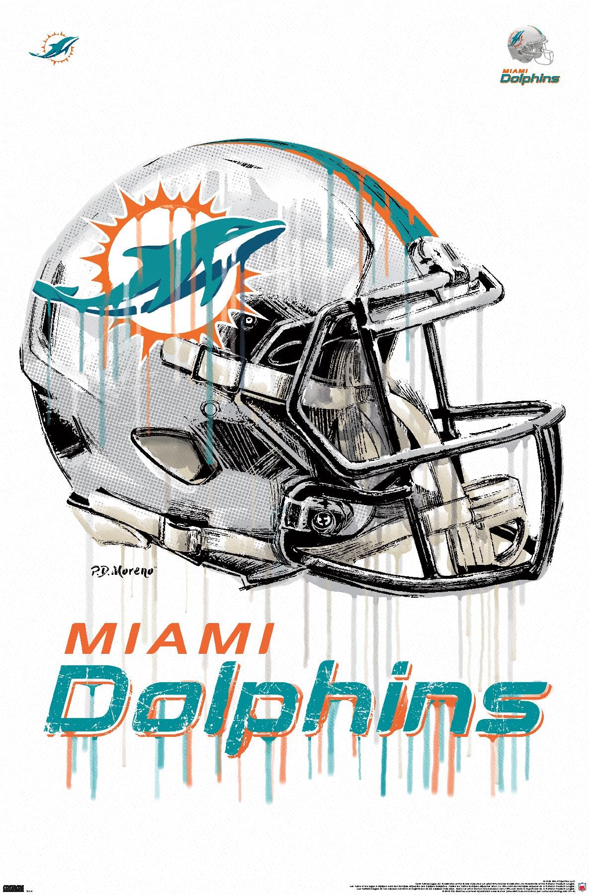 Trends International NFL Miami Dolphins - Drip Helmet 20 Wall Poster, 22.375" x 34", Unframed Version
