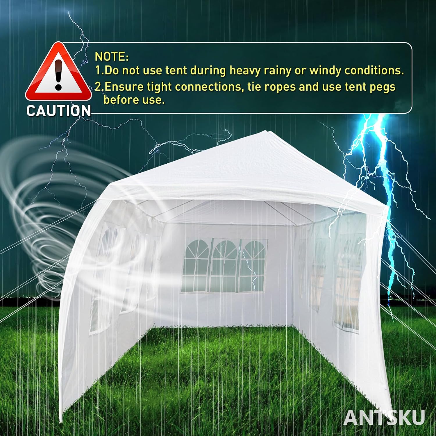 10x30 ft Party Tent, Outdoor Tents for Parties, Outside Blue Event Wedding Birthday Gazebo Tent with 0 Removable Sidewalls and Transparent Windows for Backyard