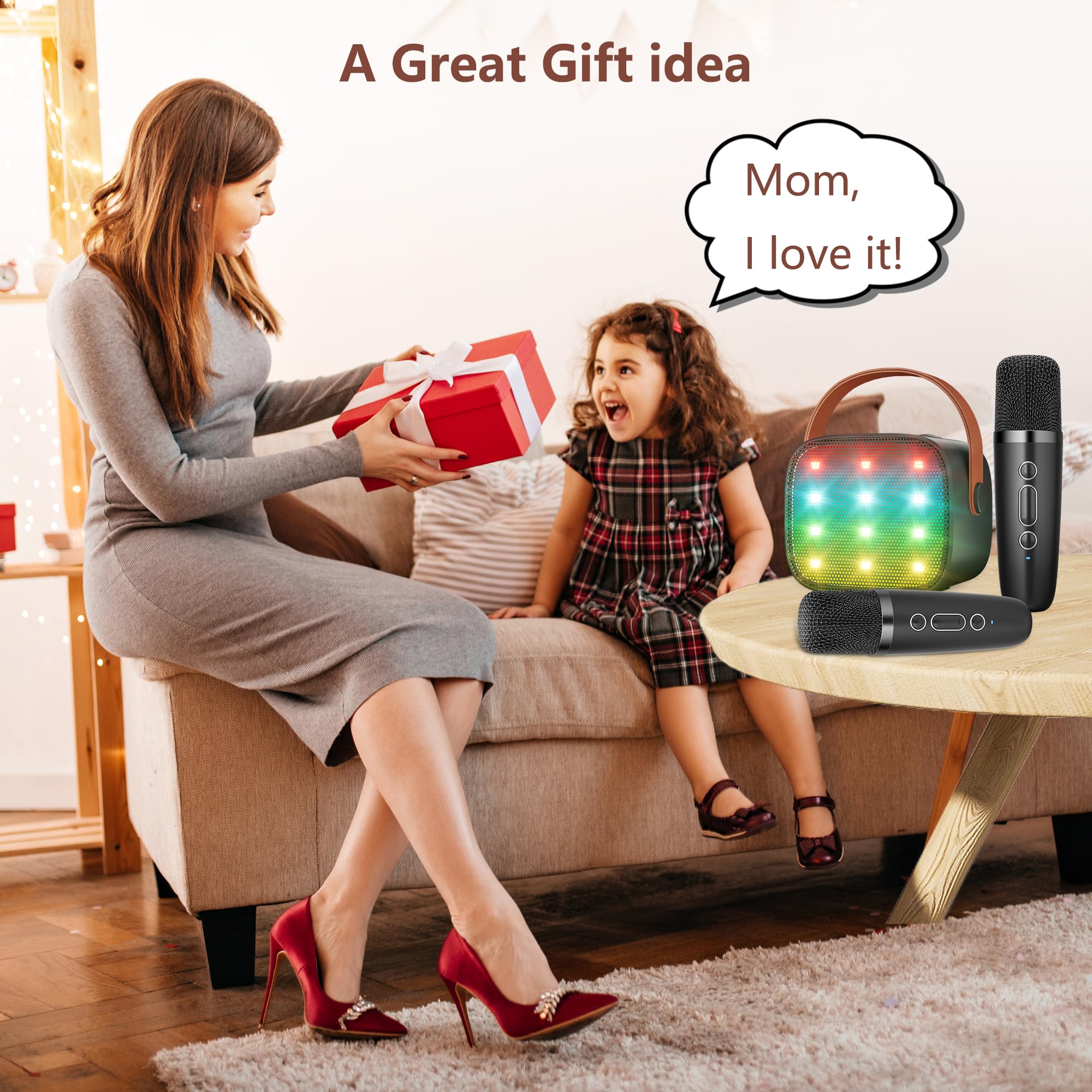 BONAOK Microfono Karaoke Giocattoli 2 Microfono, Caraoke Bluetooth per Bambini Adulti, Lettore Karaoke Portatile Microfono per Ricaricare, Giocattoli Elettronici per Bambini (Nero)…