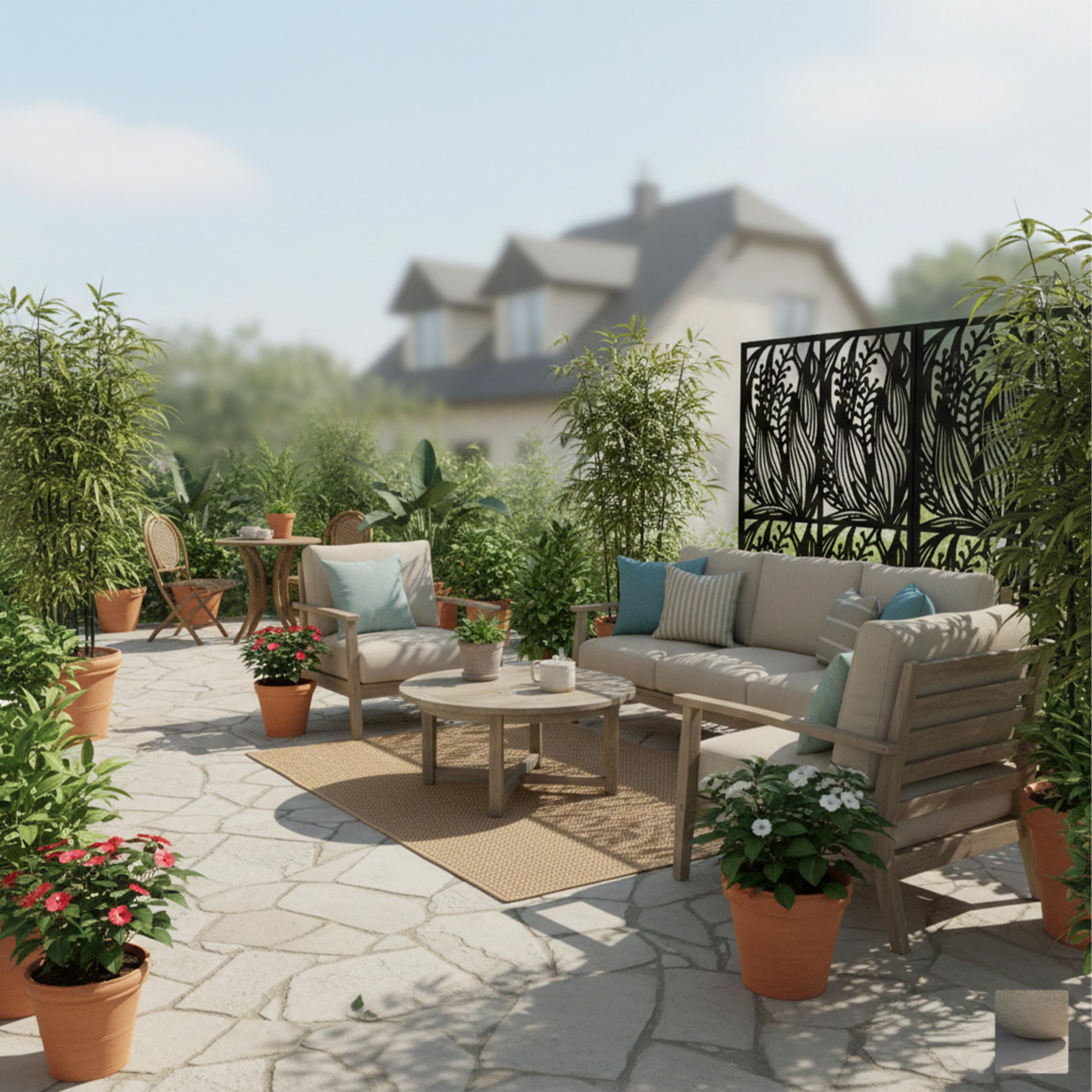 Relaxdays Ochrona prywatności, liście i trawy, ogród, balkon i taras, parawan, wys. x szer.: 183 x 115 cm, metal, czarny