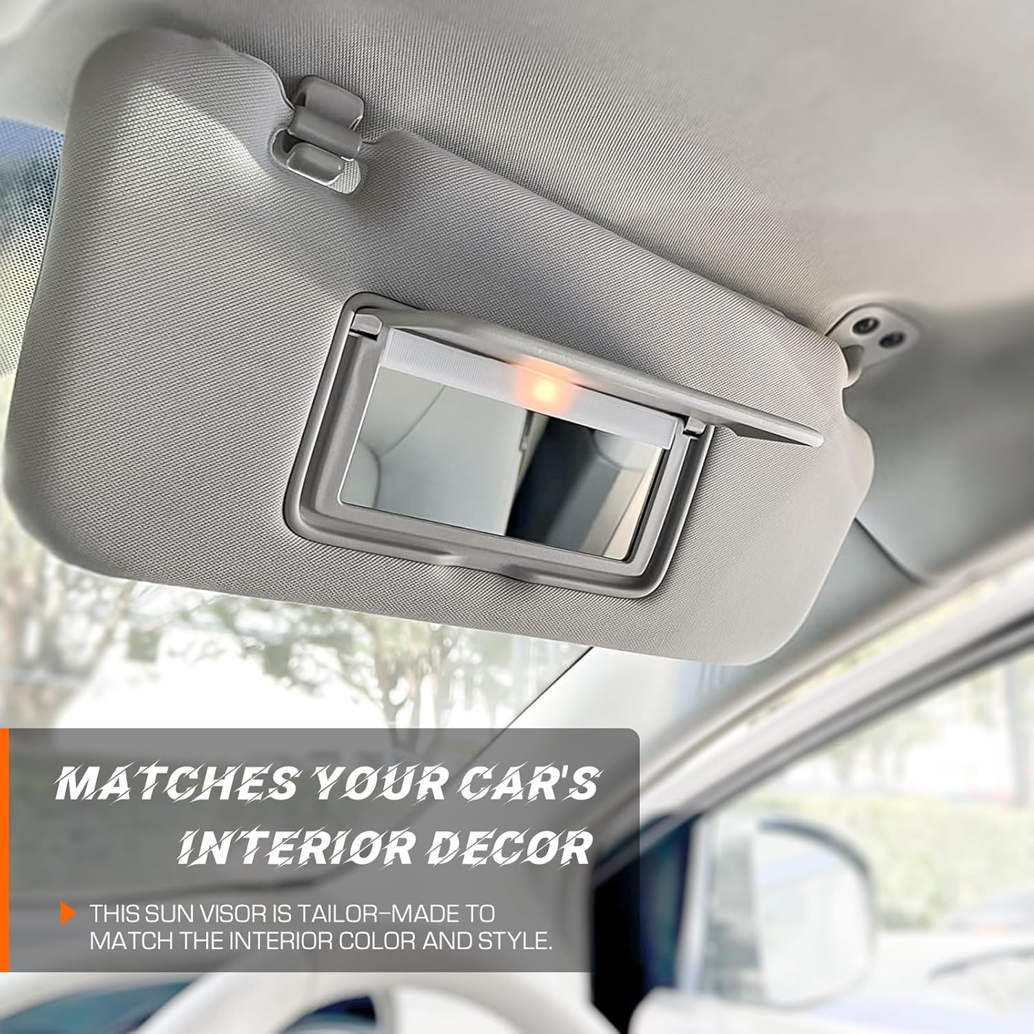 Left & Right Sun Visor with Vanity Light for 2013-2018 Nissan Altima Without Sunroof, Driver & Passenger Side Gray Sunvisor Replacement 96400-3TA2A