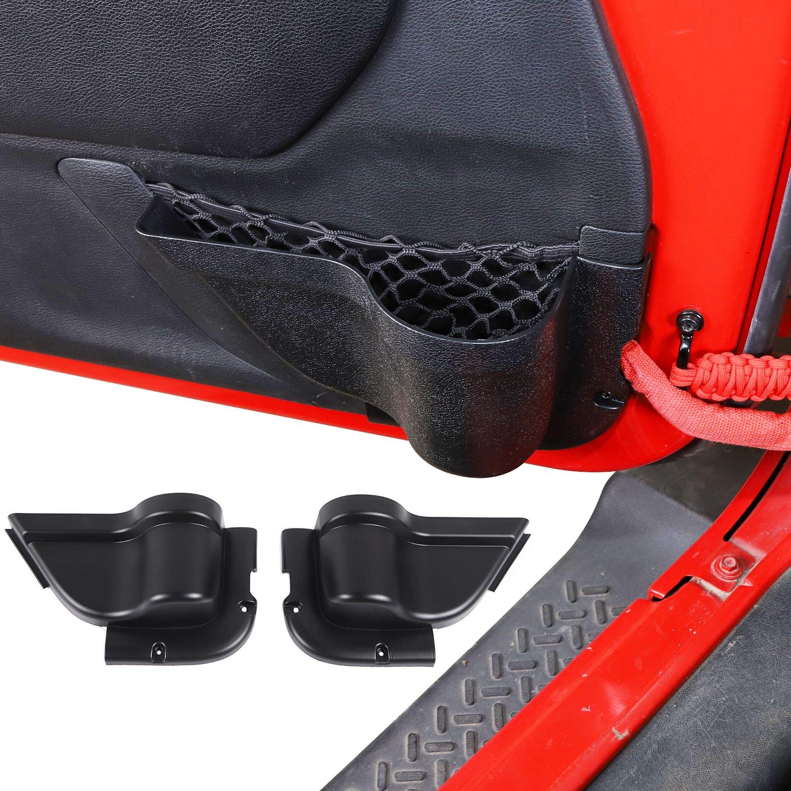 RT-TCZ for Wrangler JK Door Pockets Storage Organizer, Front Door Net Pockets Tray Box Accessories for Jeep Wrangler JK JKU 2011-2018