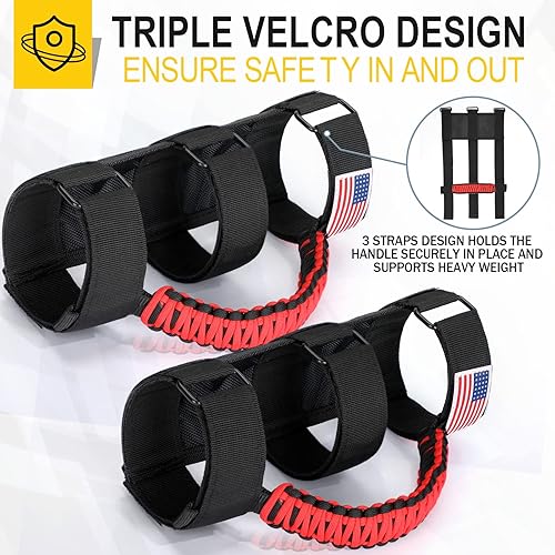 Miniatura 4 de moveland Paquete de 4 asas de agarre de barra antivuelco, asas de agarre de cuerda de paracaídas para Jeep Wrangler JL, JK, TJ, YJ y Jeep Gladiator