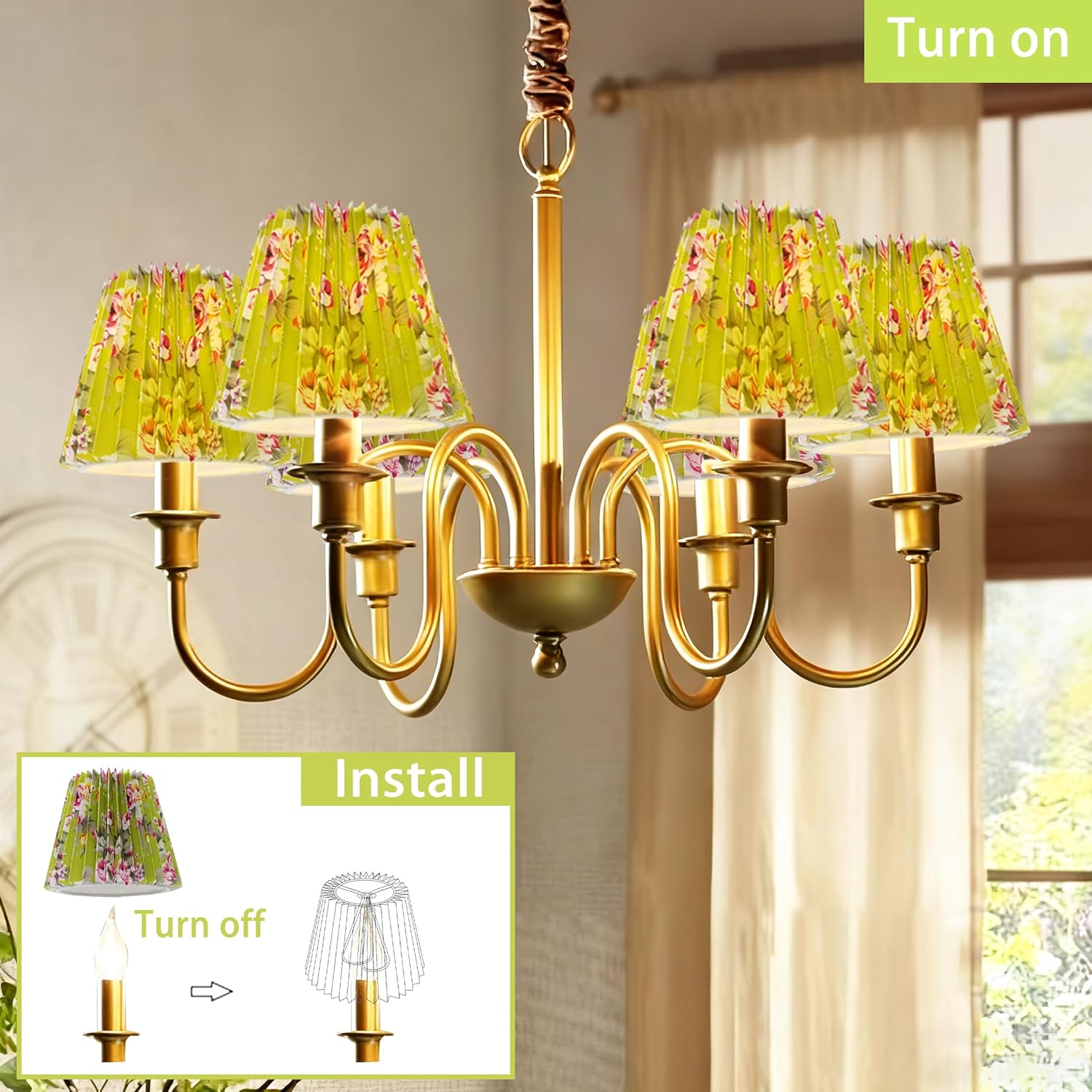 Small pleated lampshade chandelier shades set of 6. Lampshade for Wall Lamp.chandelier shades.small table lamps.For Cutting Edge bulbs.light bulb shade.chandelier light covers.4" X 5" X 6"