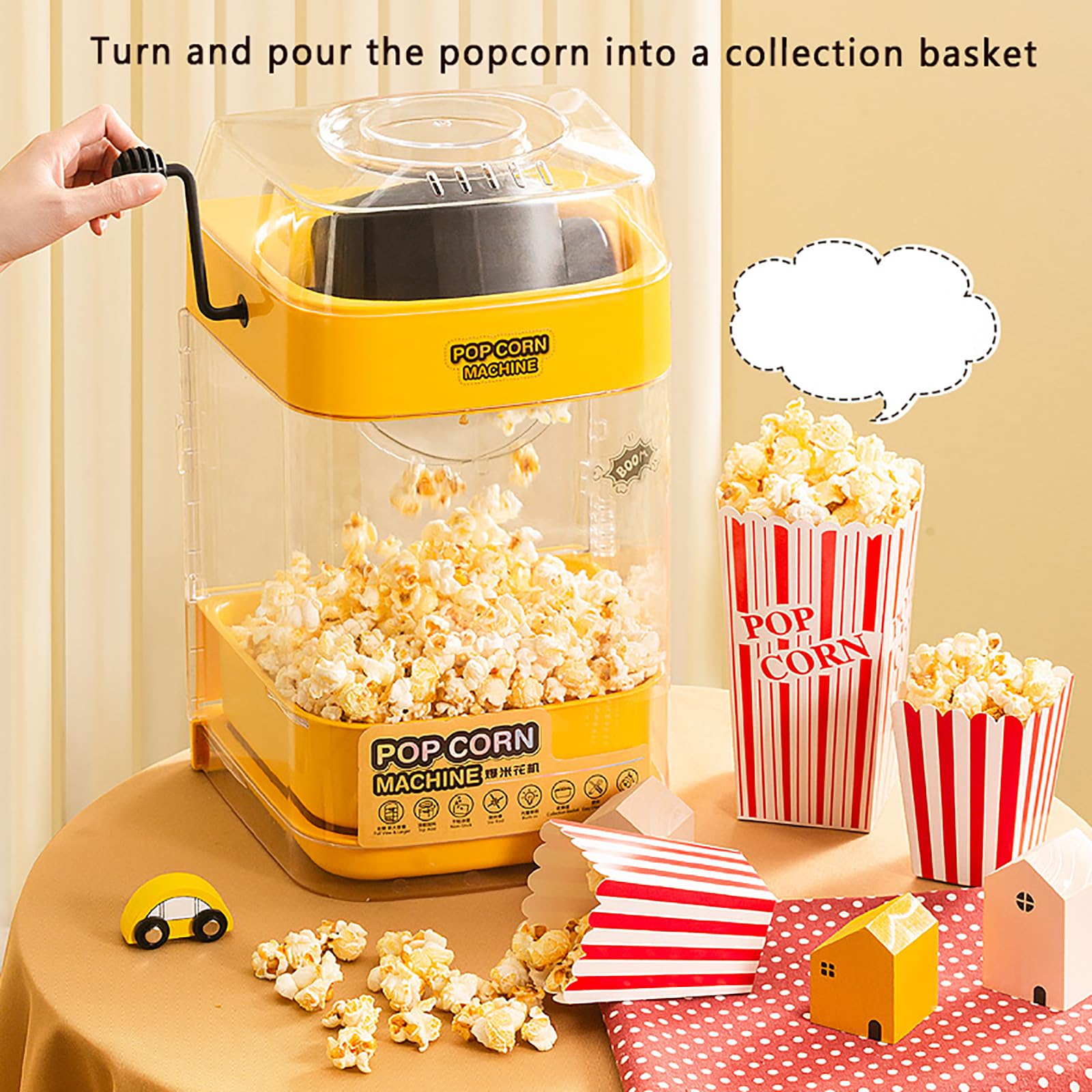 Máquina De Palomitas De Maíz, Máquina Comercial De Palomitas De Maíz Con 3 Cucharas, Operación Con Un Botón Y Acabado Rápido, Hervidor Y Puerta Extraíbles Y Fácil De Limpiar, Para Fiestas, Hogar
