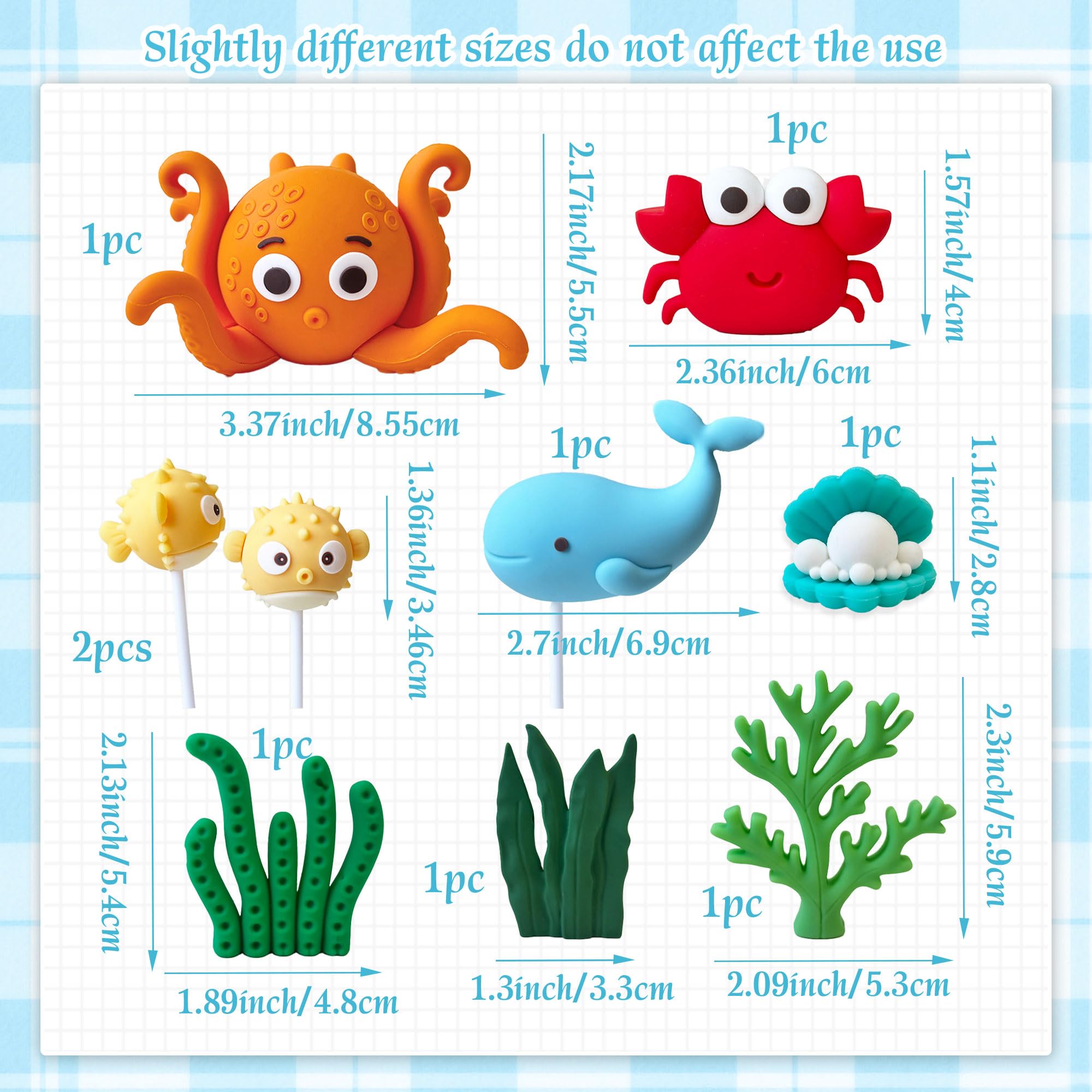 Under the Sea Ocean Birthday Cake Decorations Sea Ocean Party Favor Supplies for Sea Ocean Theme Baby Shower Birthday Party - Image 2