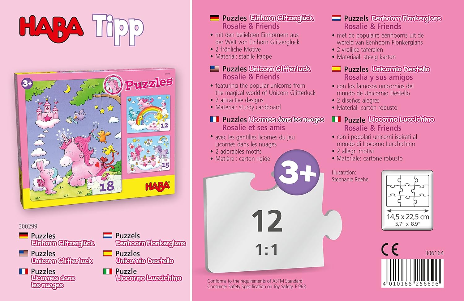 HABA - Unicorn Flash Puzzles – Rosalia and Her Children's Friends, Multicoloured (306164)