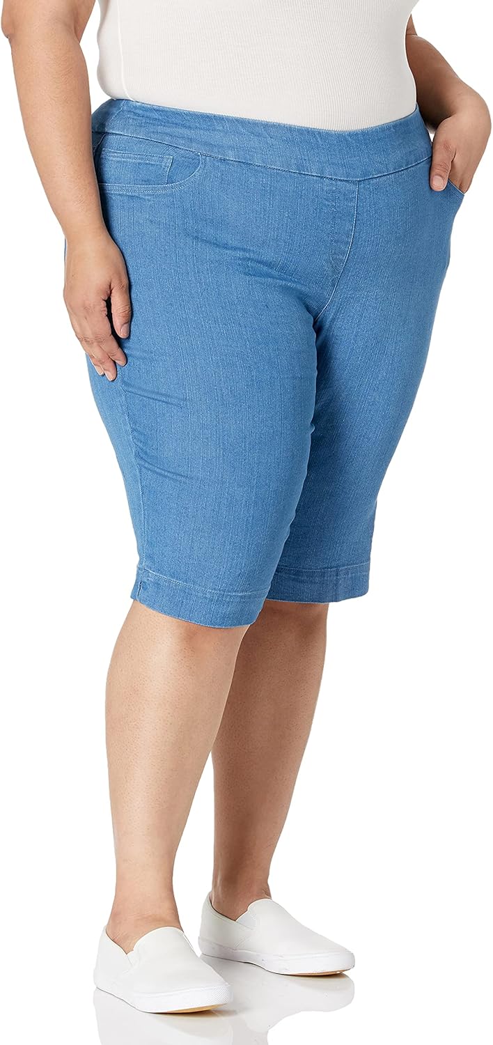 Slim-Sation Womens Wide Band Pull-on Solid Walking ShortShorts