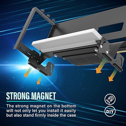 Miniatura 5 de EZDIY-FAB Soporte de montaje de GPU PCIe 4.0 con módulo LED ARGB, ajuste multiángulo con cable elevador, compatible con RTX4090, 4080, 4070ti, color