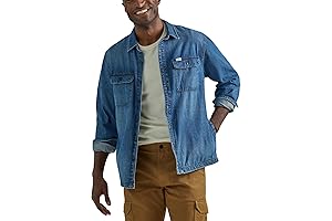 Men's Loose Fit Denim Workwear Overshirt Long Sleeve Button-Down Shirt