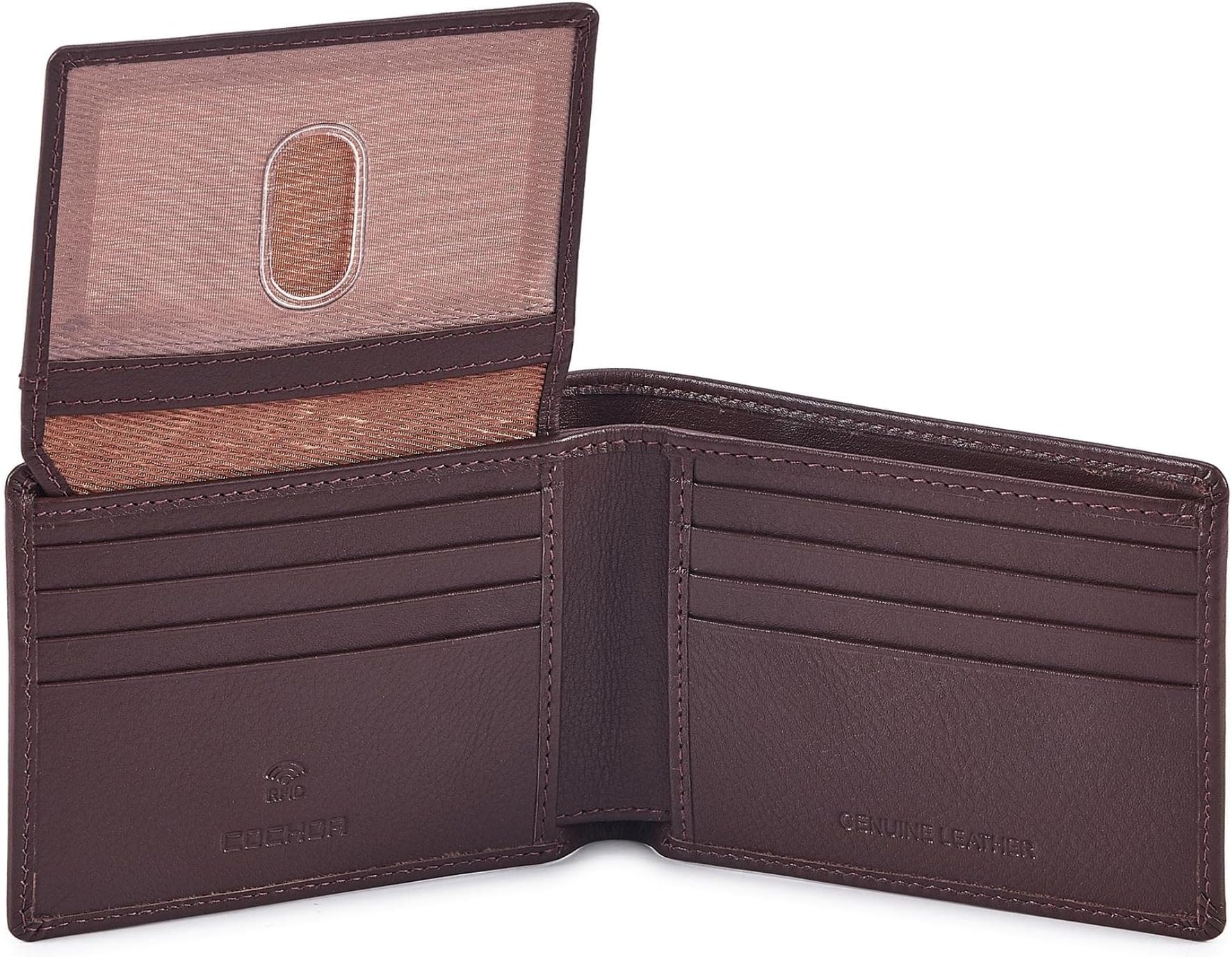 Wallet for Men Slim RFID Blocking Leather Bifold Minimalist 2 ID Windows Gift Box Carteras Para Hombres (NAPA, CHOCOLATE)