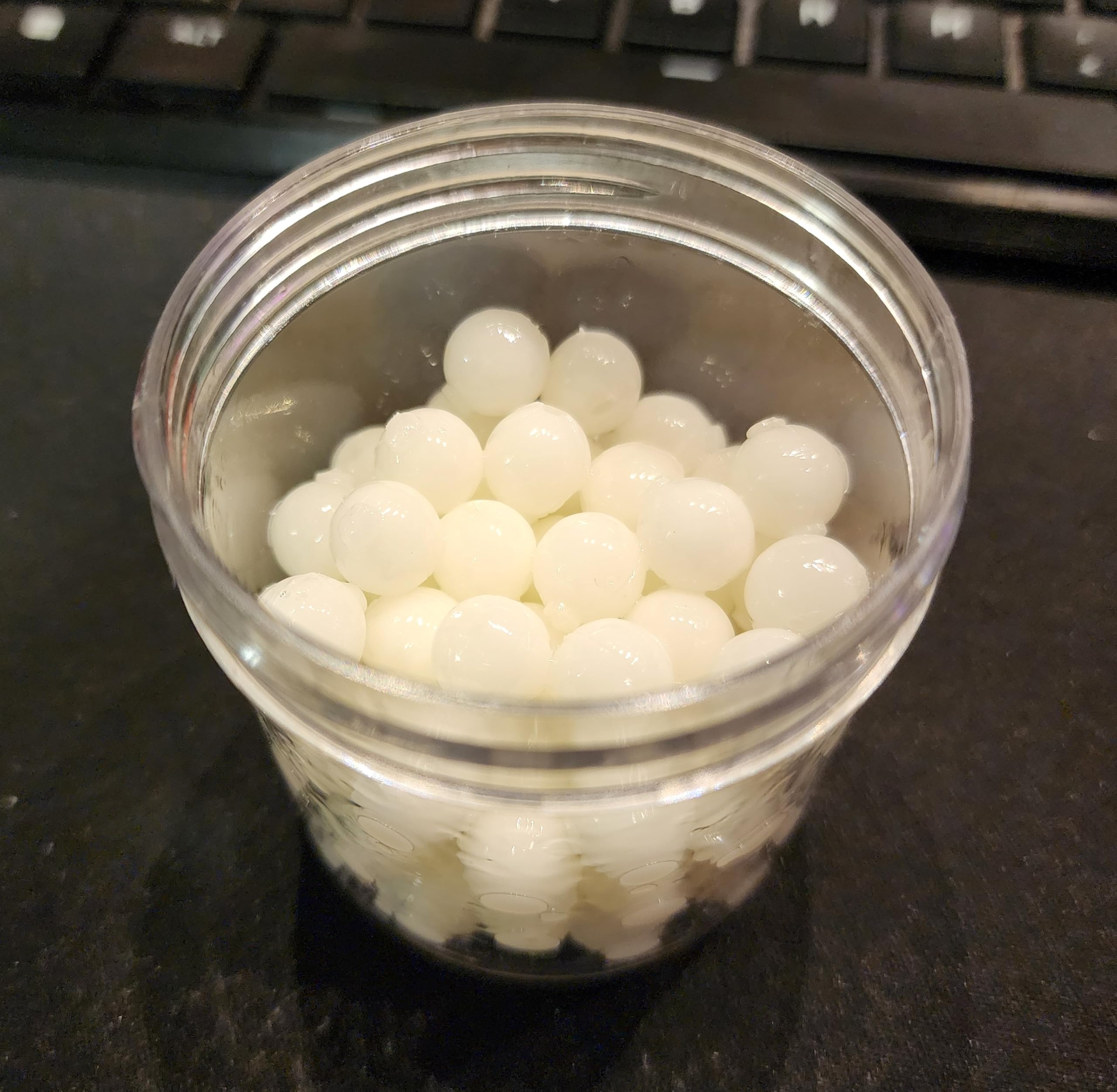 80 10mm Garlic Scented Single Rubber Eggs with Jar - White