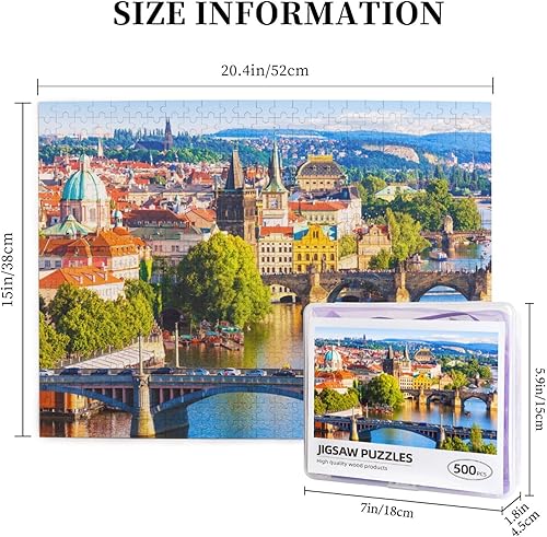 Miniatura 4 de Rompecabezas de madera de 500 piezas Praga Cityview desafiante rompecabezas regalo para adultos, novio, novia
