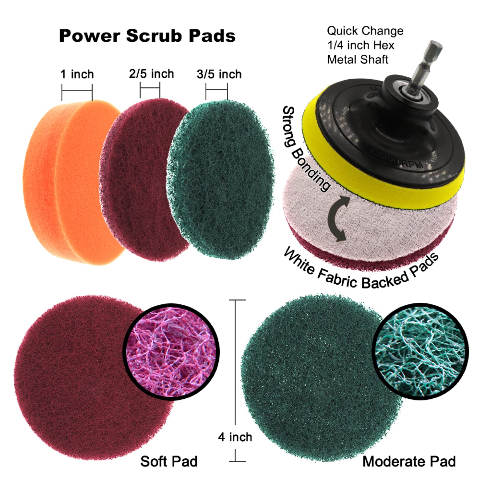 Kit Di Spazzole Per Trapano Da 14 Pezzi, Spazzola Per Lavaggio Elettrico, Spugnette Abrasive E Spugna Per Strofinare Per Tutti Gli Usi Per La Cucina Del Bagno Dell'auto