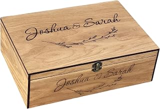 Personalized Memory Wooden Keepsake Decorative Letter Box with lock hinged lid – Custom Wedding Engagement Couple gift for Him, Her, Boyfriend, Girlfriend, Friend, Time capsule box