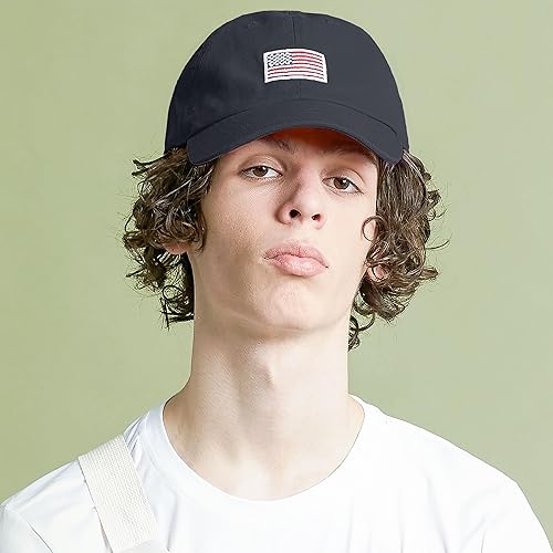 Miniatura 2 de Gorra de béisbol ajustable de perfil bajo 100% algodón con bandera de Estados Unidos y bordado
