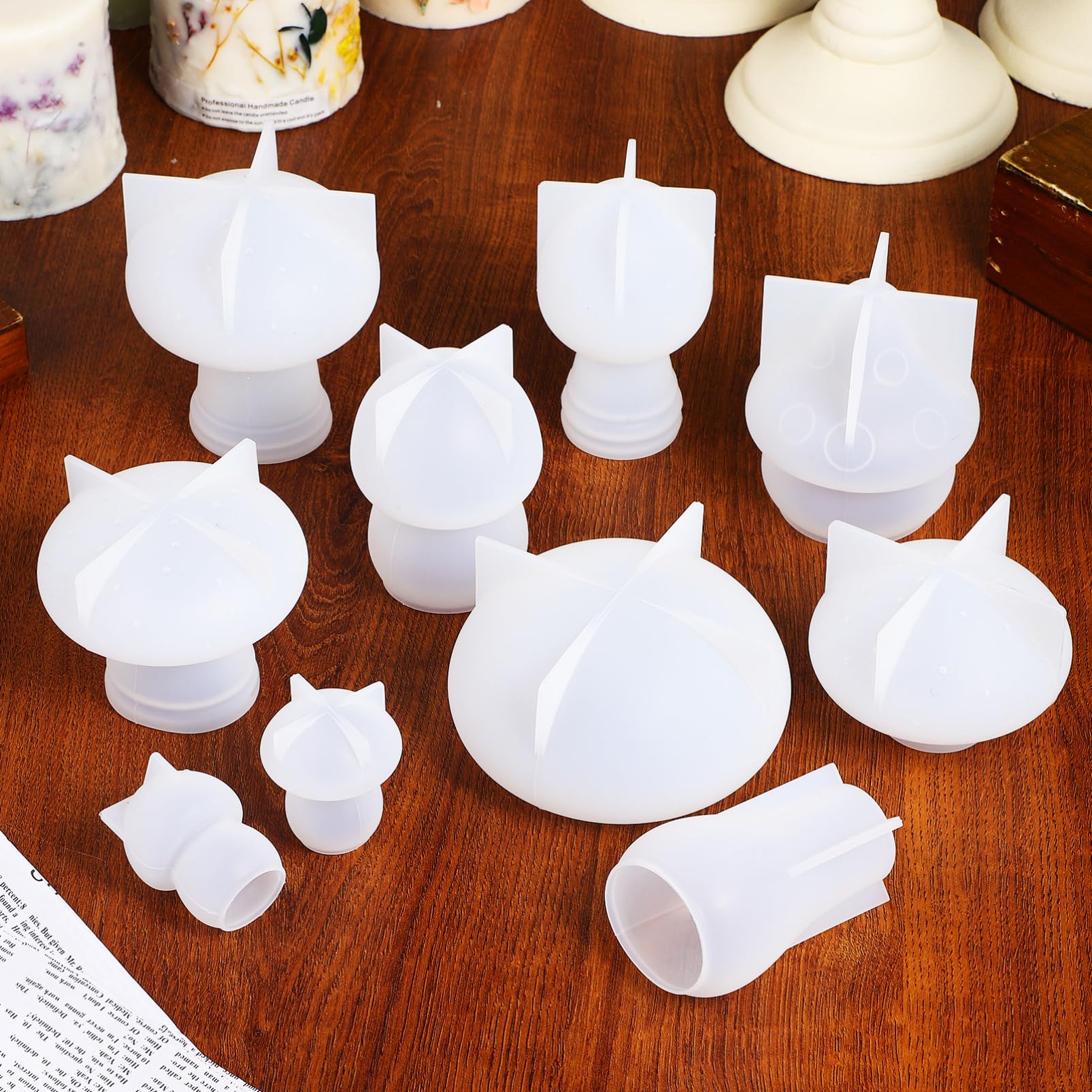Set di 10 Stampi in Silicone a Fungo 3d per Epossidica | Bricolage e Decorazioni Domestiche, Flessibile e Resistente, Finitura Liscia per Colate Creative
