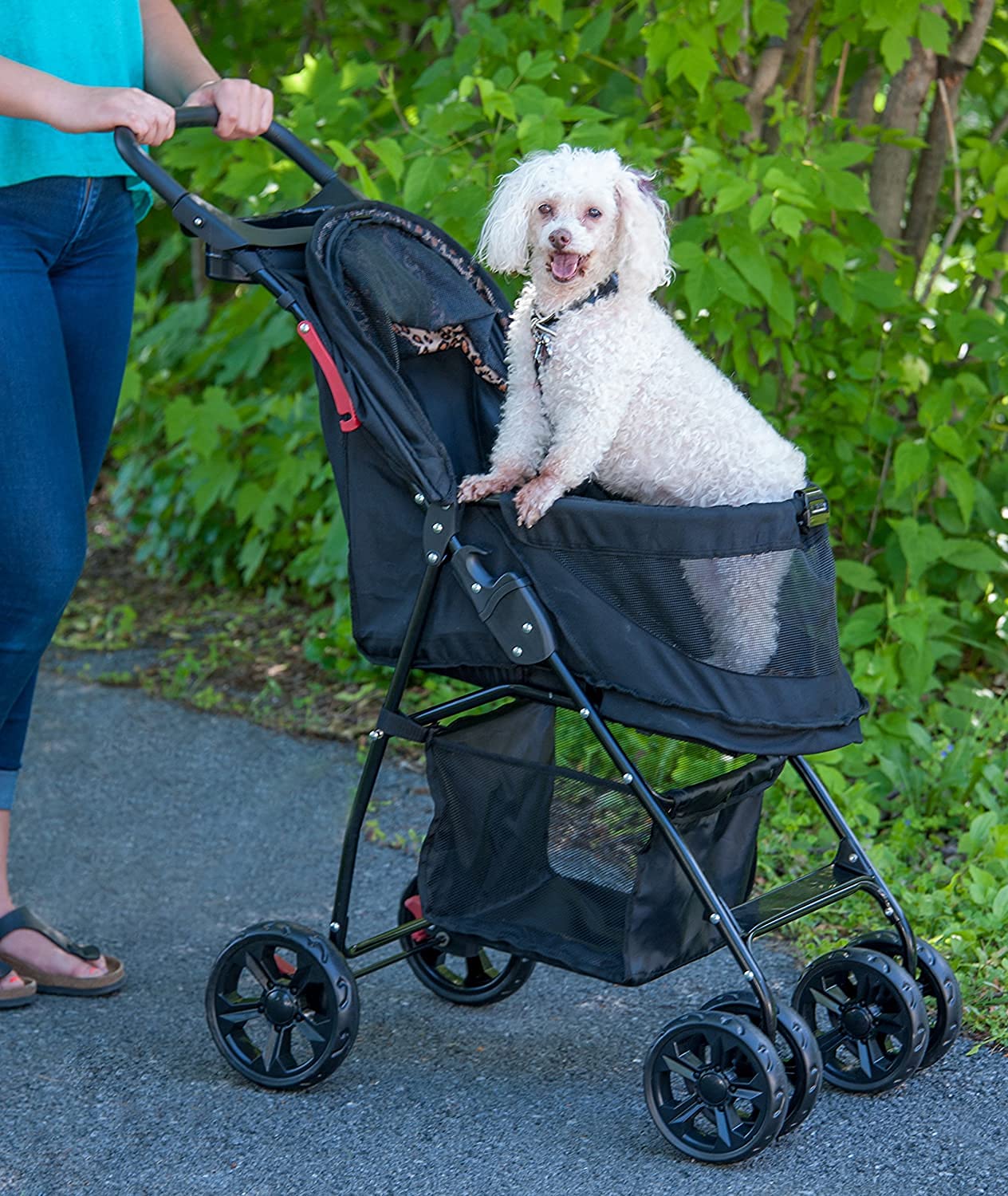 Pet Gear Happy Trails Lite wózek dla zwierząt domowych bez zamka błyskawicznego, łatwy do złożenia ze zdejmowaną wkładką, bezpieczny, kosz do przechowywania + uchwyt na kubek, 4 kolory