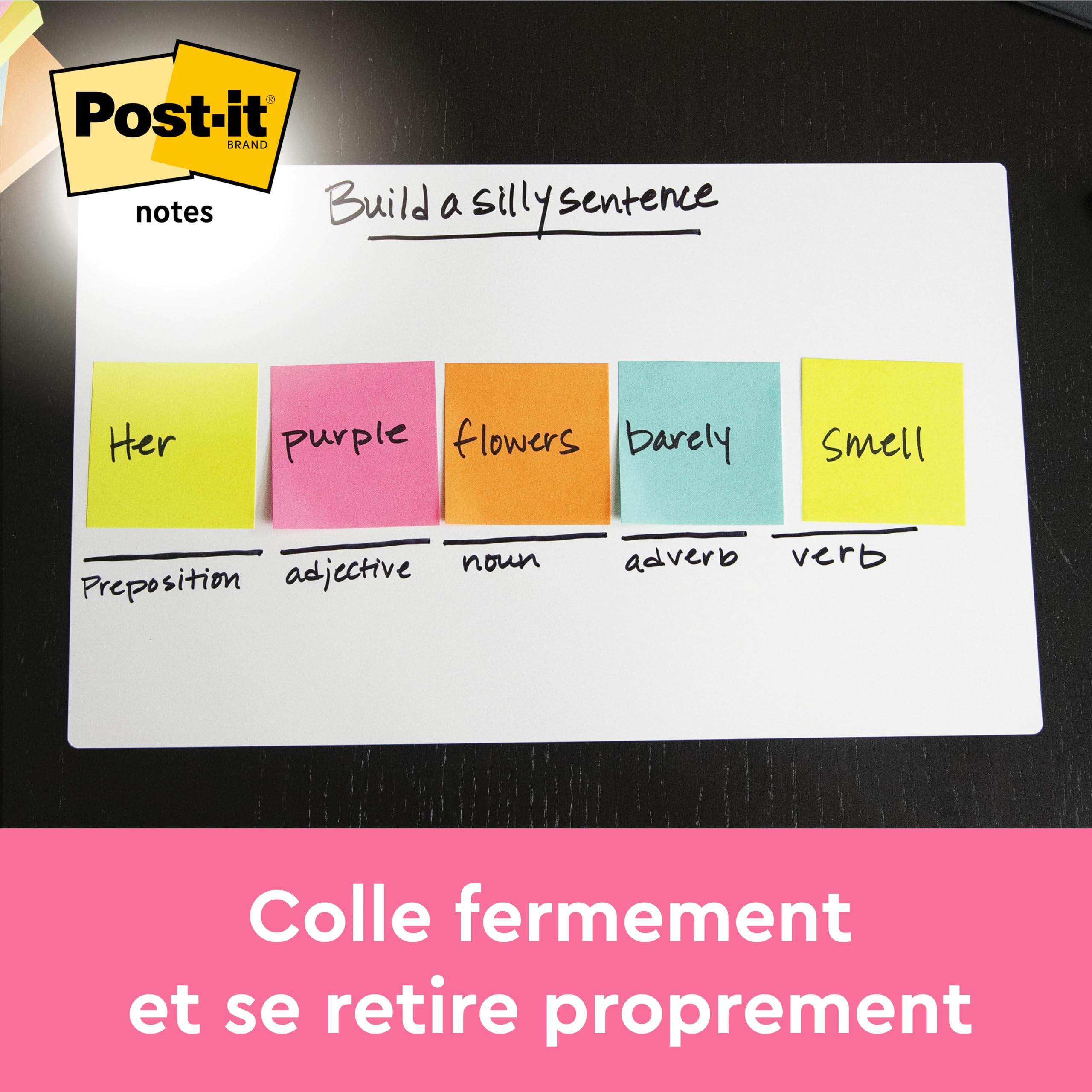 Post-it Foglietti, Collezione Energetic, Confezione da 8 blocchetti + 4 Gratis, 76 mm x 76 mm, Colori Giallo, Azzurro, Rosa, Verde - Foglietti Adesivi per Appunti, Elenchi & Promemoria