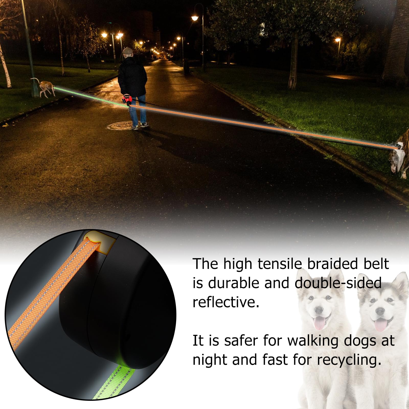 Laisse pour Chien, Laisse Chien Enrouleur, Double Laisse pour 2 Chiens, Enrouleur, Extensible, Rétractable, 3 Metres, 360º sans Enchevetrement, pour Moyens et Grands Chiens