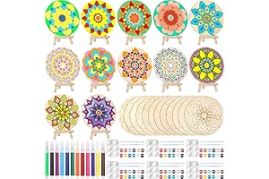 MotiMind 60 Pcs Mandala Wood Art Set