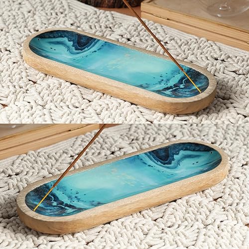 Miniatura 7 de Soporte para incienso o quemador de incienso, moderno colector de cenizas o incienso para decoraciones de mesa, bandeja de incienso de madera para