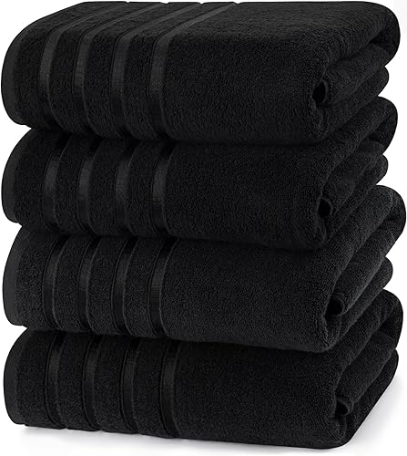 Utopia Towels Juego de 4 toallas de baño de viscosa de gran tamaño, 100% algodón hilado en anillo (27 x 54 pulgadas), altamente absorbentes, toallas