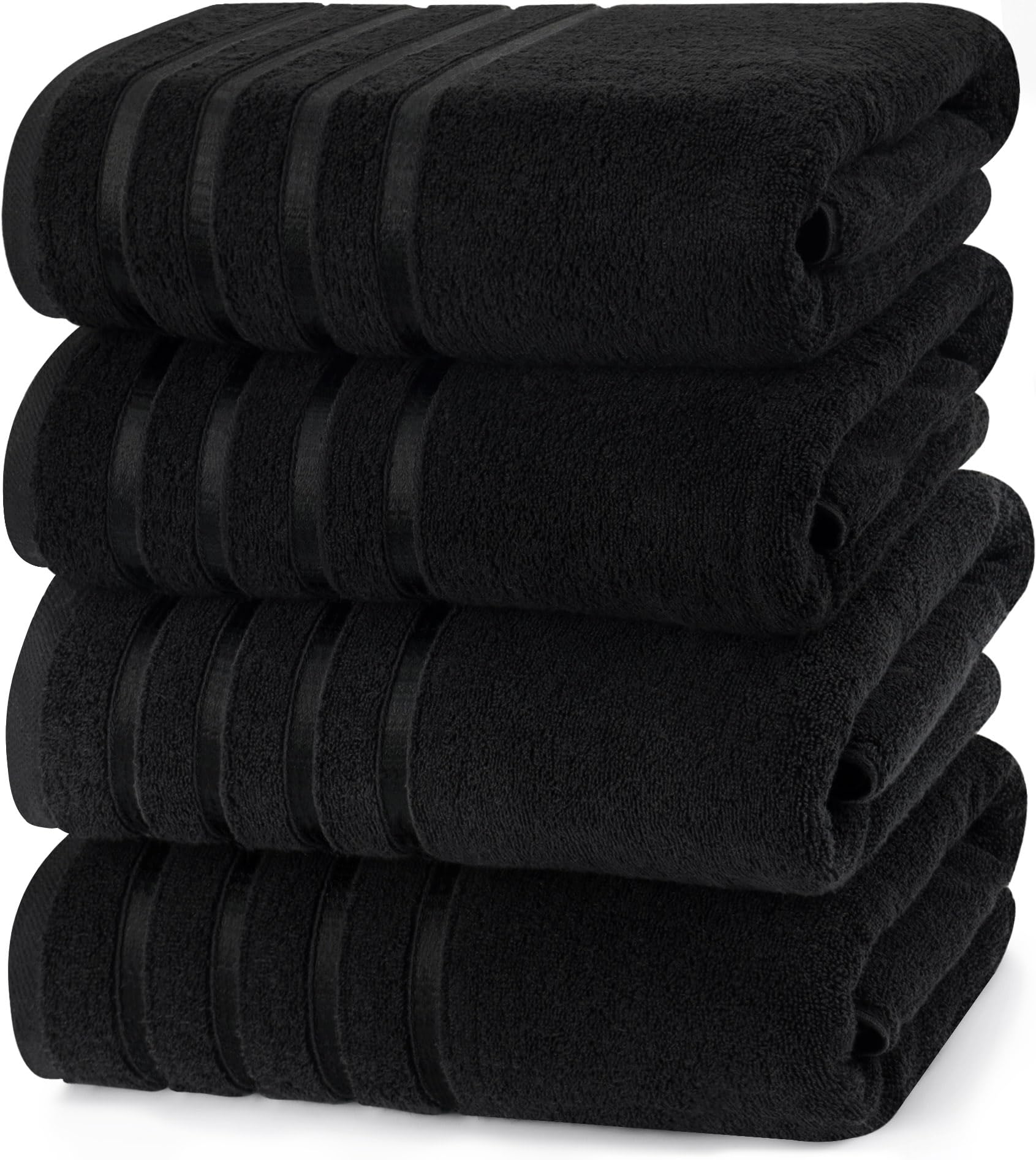 Utopia Towels4 Pack Premium Viscose Oversized Bath Towels Set, 100% Ring Spun Cotton (27 x 54 Inches) Highly Absorbent, Quick Drying Shower Towels for Bathroom, Spa, Hotel and Travel (Black)