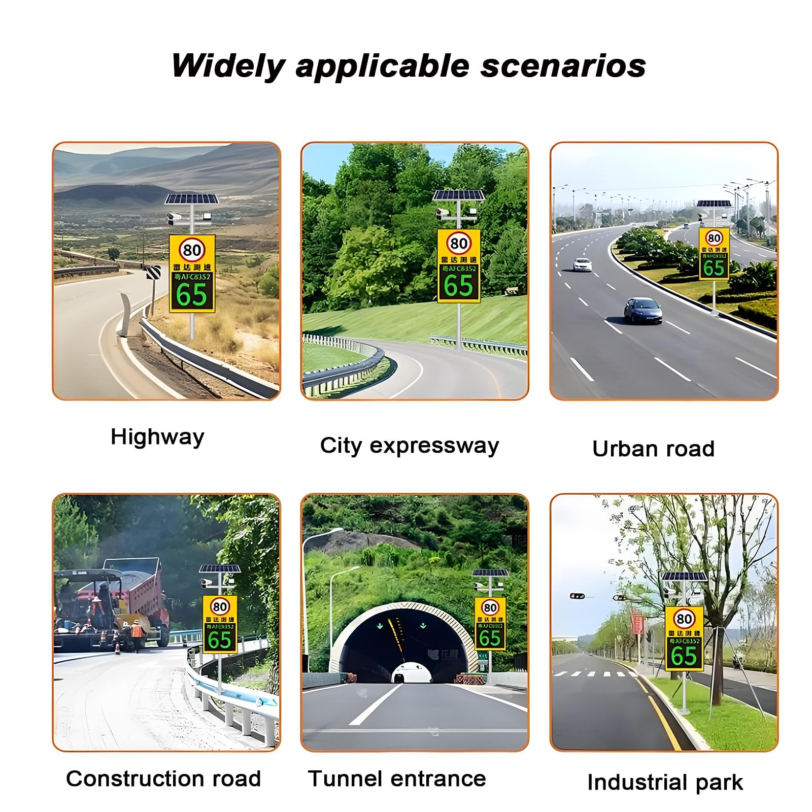 Señal De Radar IP65, Señal LED De Límite De Velocidad con Energía Solar, Límite De Velocidad Configurable, Medición Simultánea 3 Carriles, Recordatorio De Exceso De Velocidad, Carcasa Aluminio