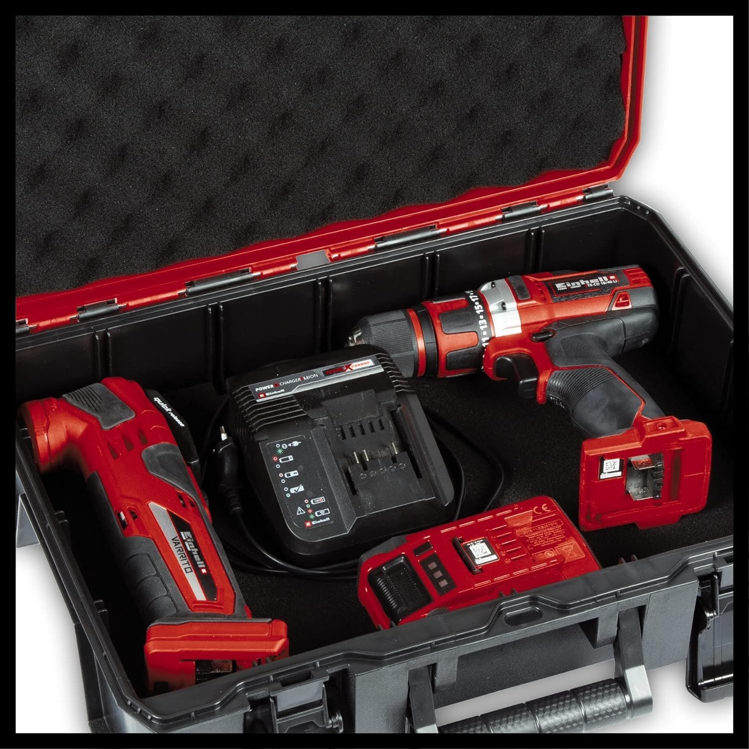 Einhell Sistema di valigette E-Case S-F (per la conservazione degli attrezzi, misure esterne 44x32x13 cm, carico max. 25 kg, impermeabile, impilabile, incl. gommapiuma a incastro)