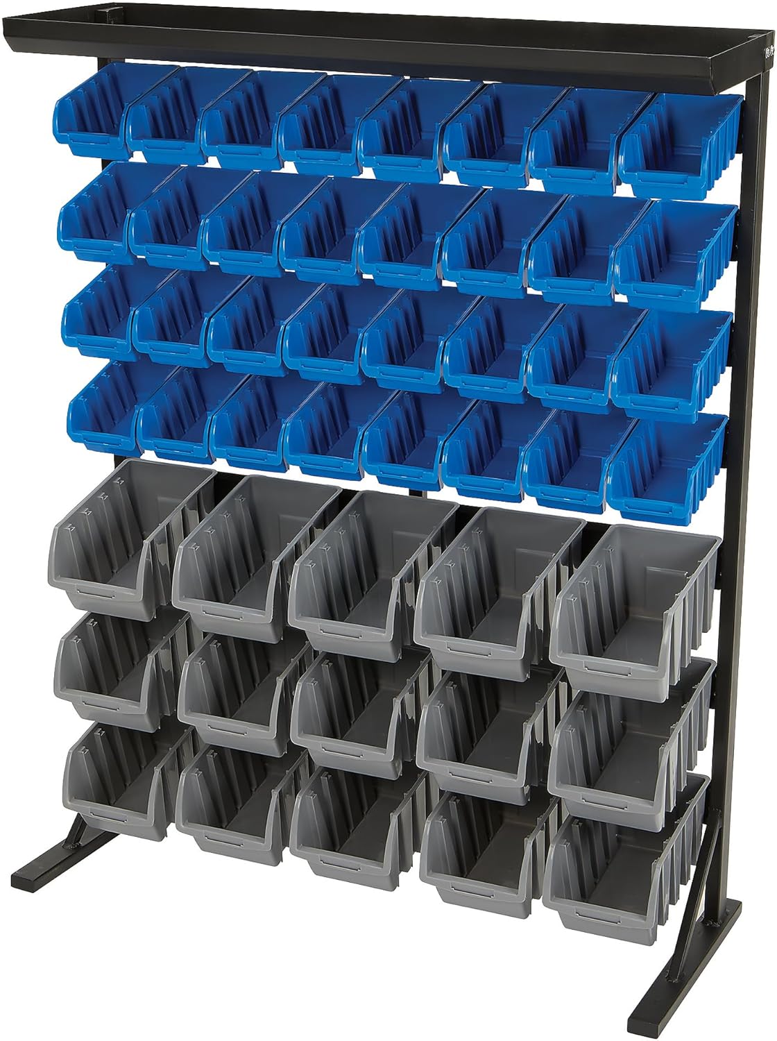 Strongway Single-Sided 47-Bin Bulk Storage Rack, 36-1/2in.W x 14in.D x 46in.H
