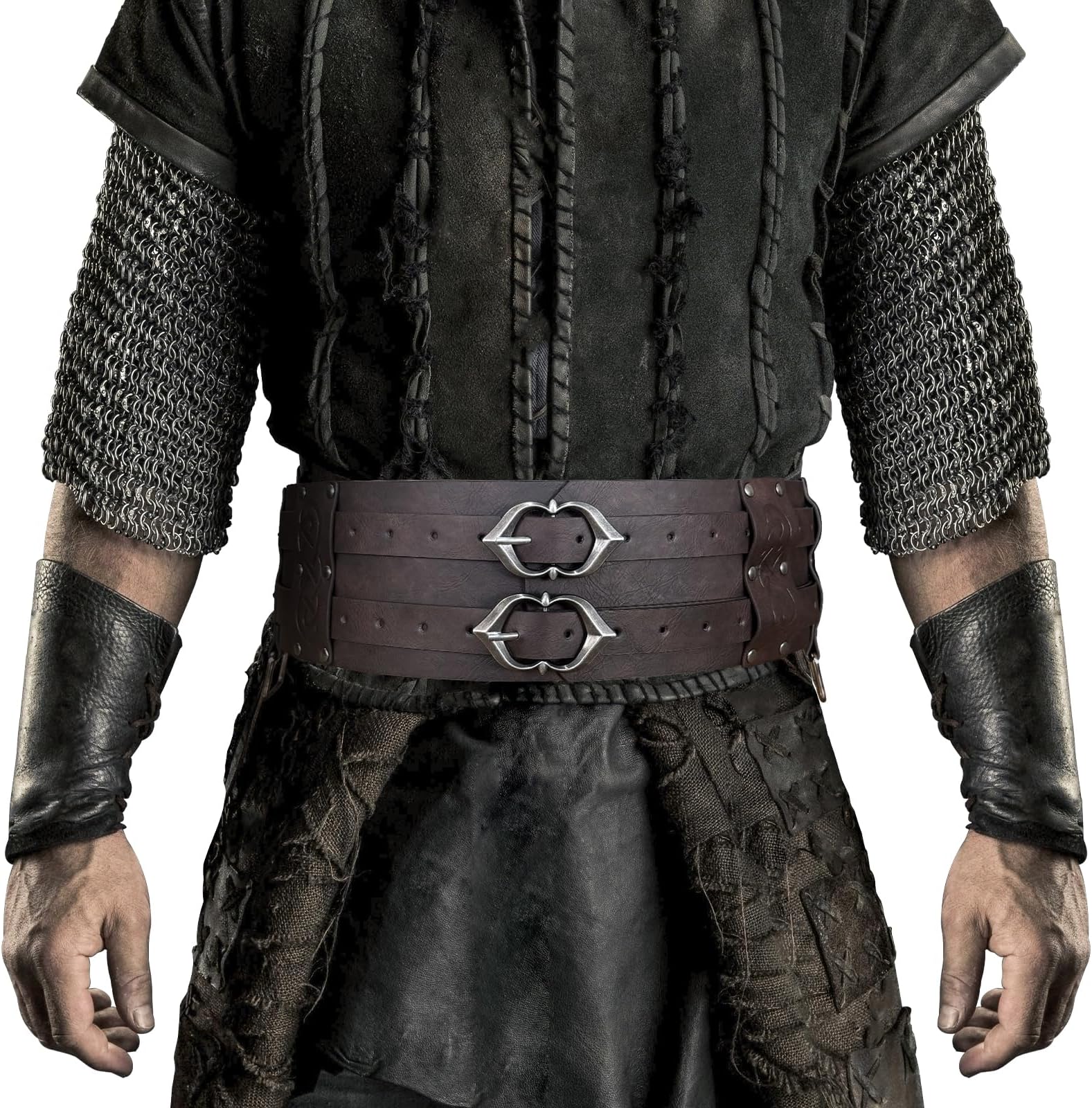 Viking Wide Belt, Medieval Faux Leather Armor Belt, Knight Corset Belt, LARP Halloween Costume