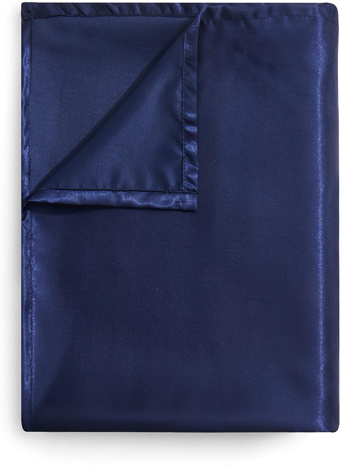Navy Blue Flat Sheet 1 Single Piece Satin Alaskan King 132x120 Flat Sheets Only Hotel Quality Top Sheet for Bed