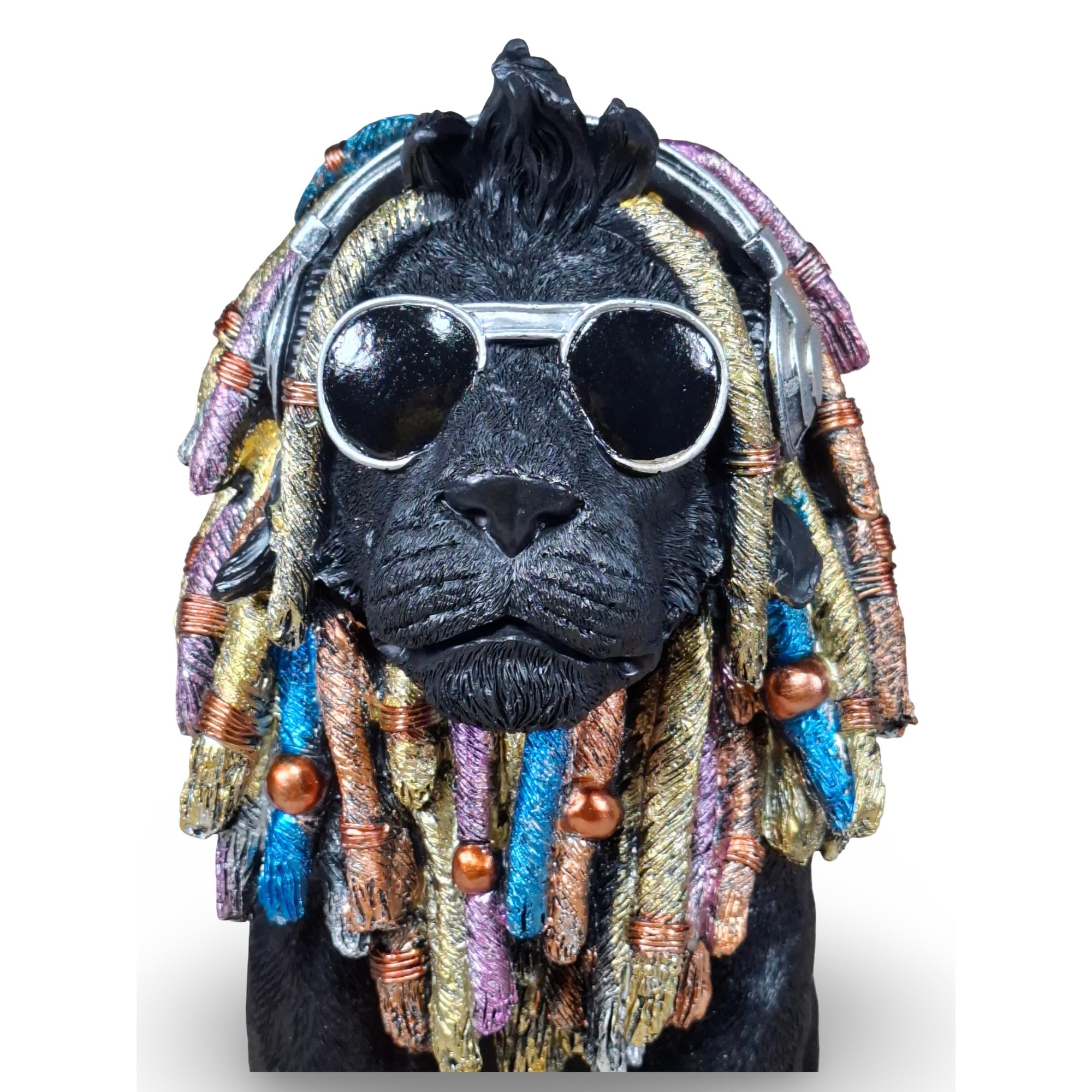 colourliving Deko Hund Rasta Bob – Hundefigur handbemalt aus Polyresin | in 2 Größen & Farben zur Auswahl (Schwarz, Groß)