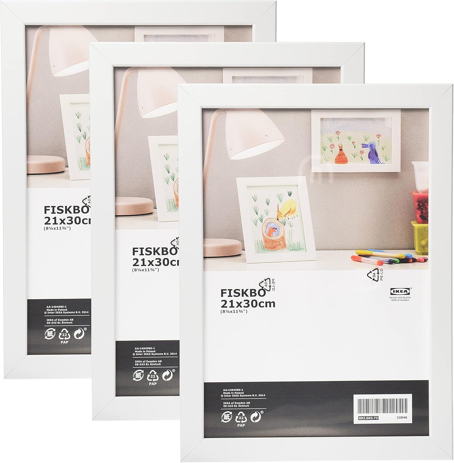 Ikea FISKBO White Photo Picture Frames, A4, 21x30 Centimetres Set of