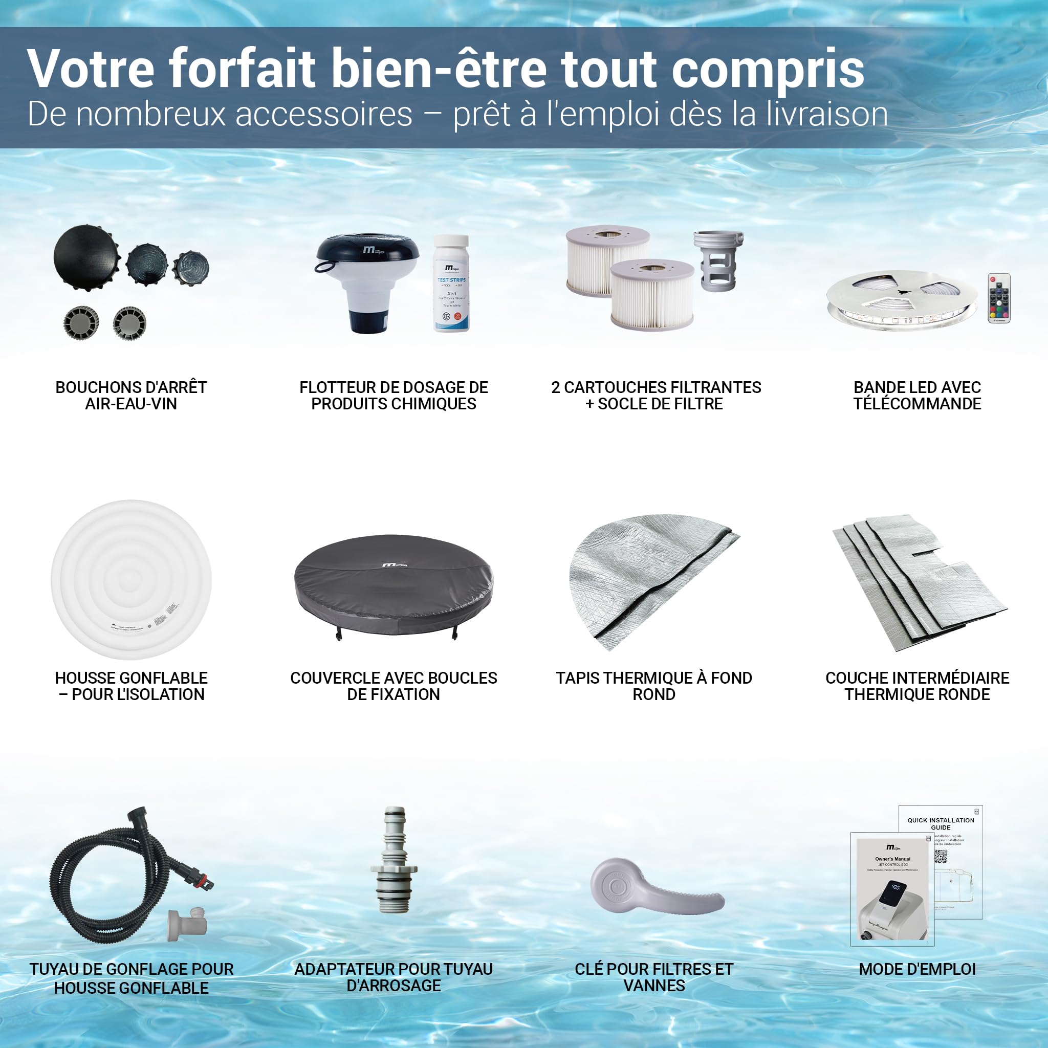 Miweba Whirlpool MSpa Denver à paroi Rigide | Spa 6 Personnes Ø182x70 cm