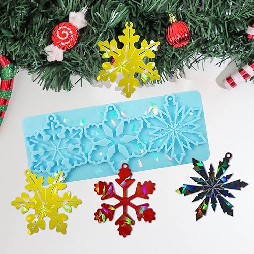 Miniatura 5 de DoreenBow Moldes holográficos de copo de nieve para resina de Navidad, moldes de resina de Navidad, moldes de resina epoxi para resina de bricolaje