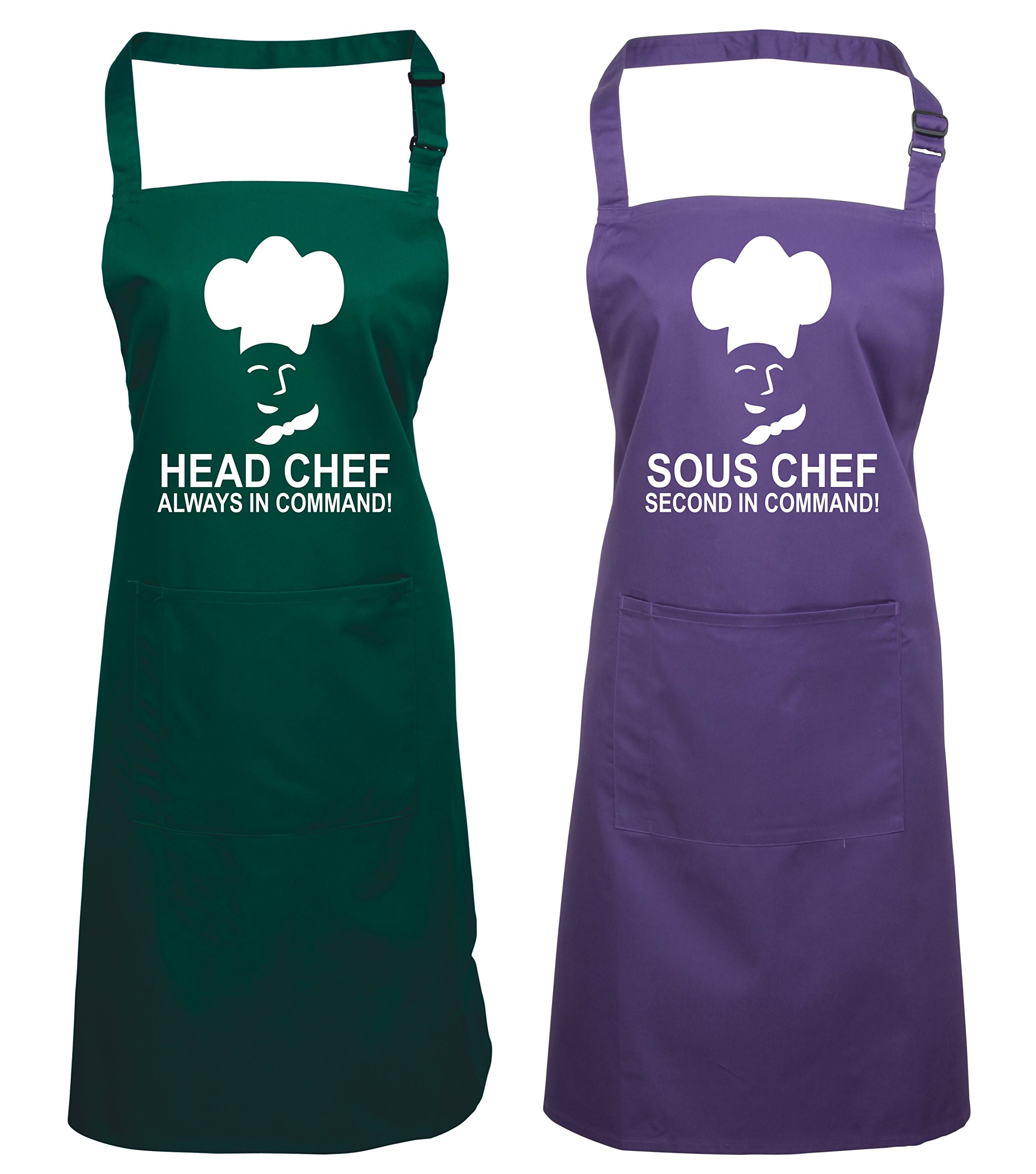 Edward Sinclair Bottle Green & Purple | Matching Apron | Bottle Green Headchef & Purple Sous Chef | Gift Set