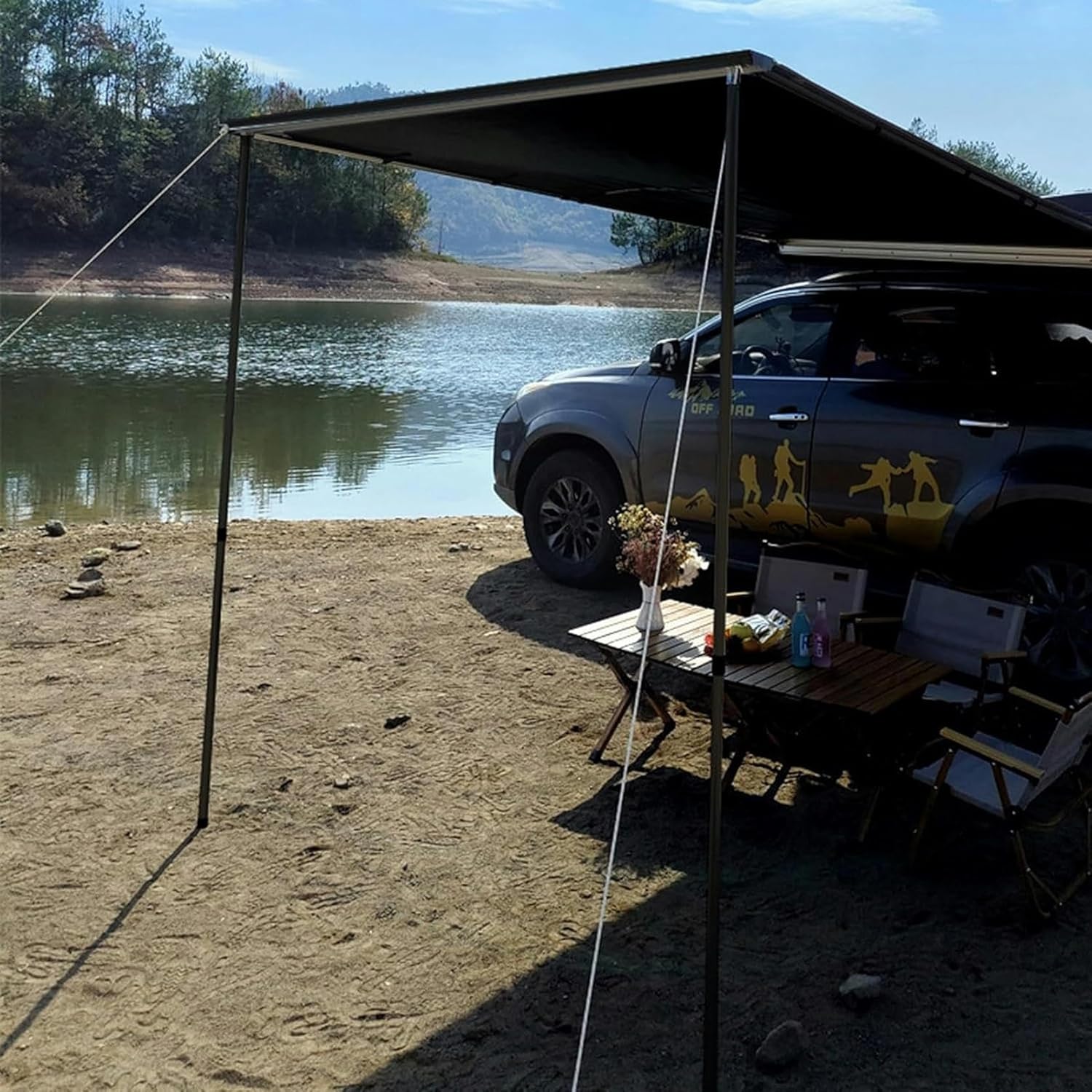 Vehicle Awning Roof Rack Awning Camping Car Tail Tent Pull-Out Vehicle Shades,Waterproof,UV50+,Car Overlanding Awning with Shade Awning,Portable Car Side Tents Height Adjustable,for Truck,Van,Campers